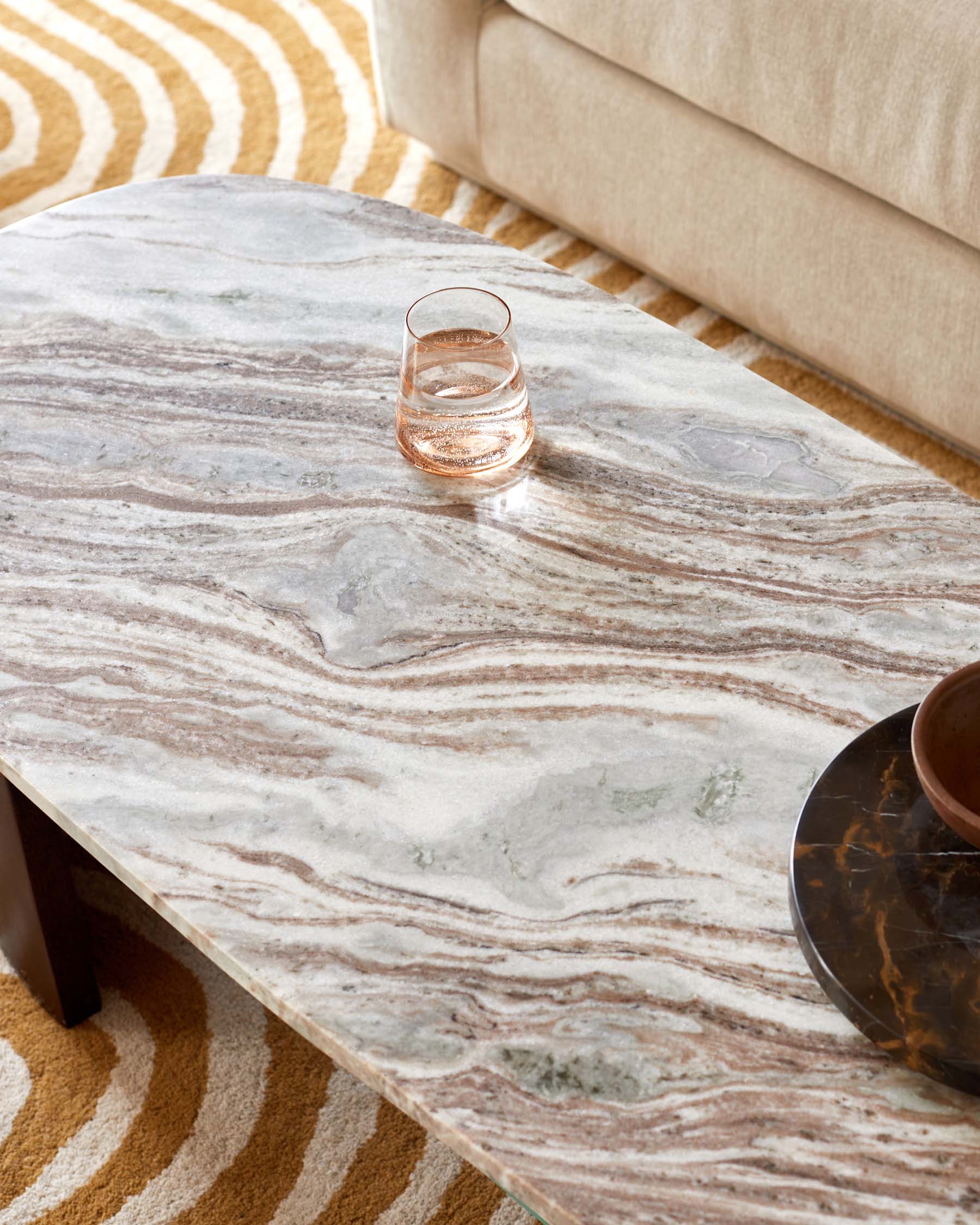 Adalynn dark wood toronto marble coffee table with mango wood - Image 3