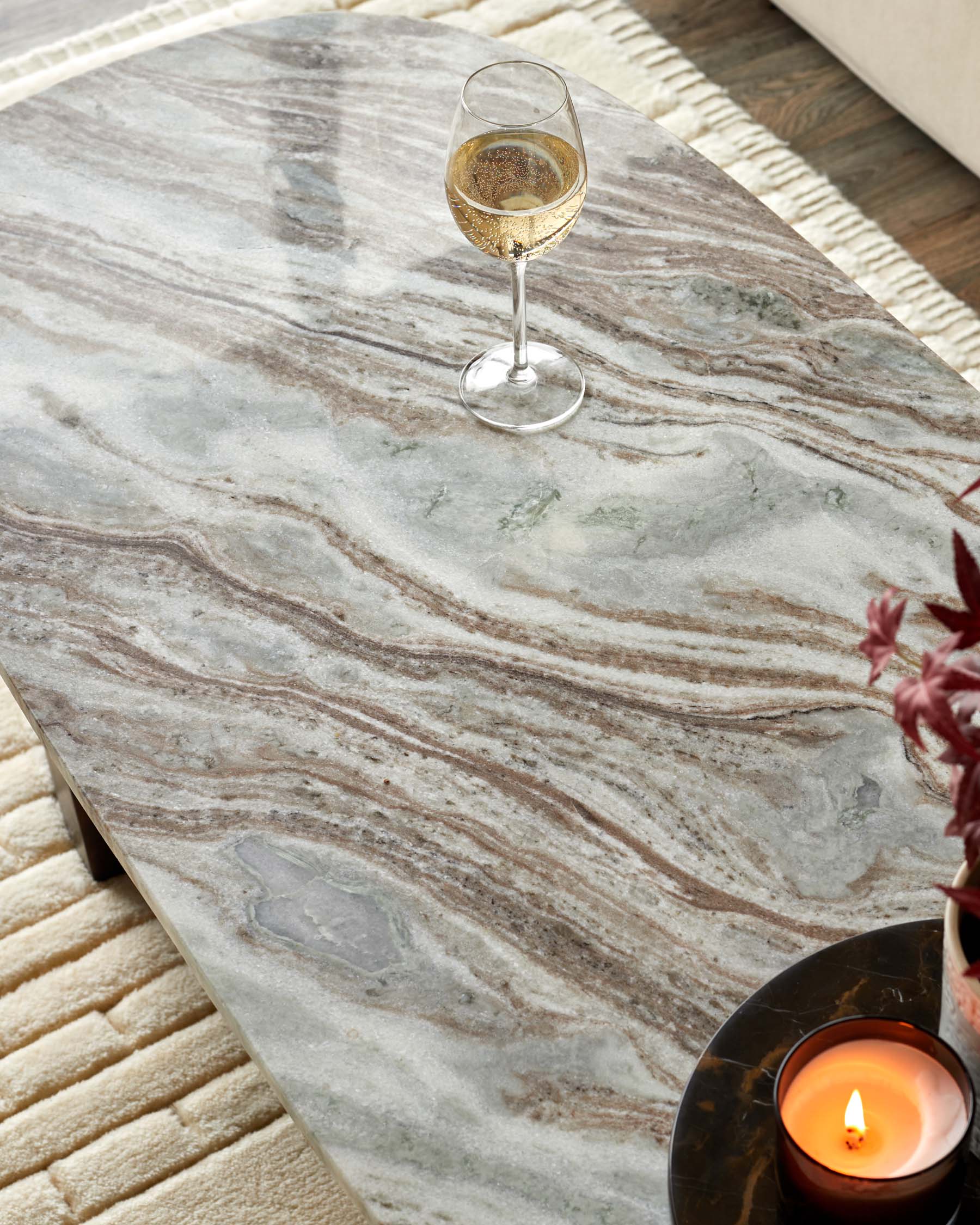 Adalynn dark wood toronto marble coffee table with mango wood - Image 4