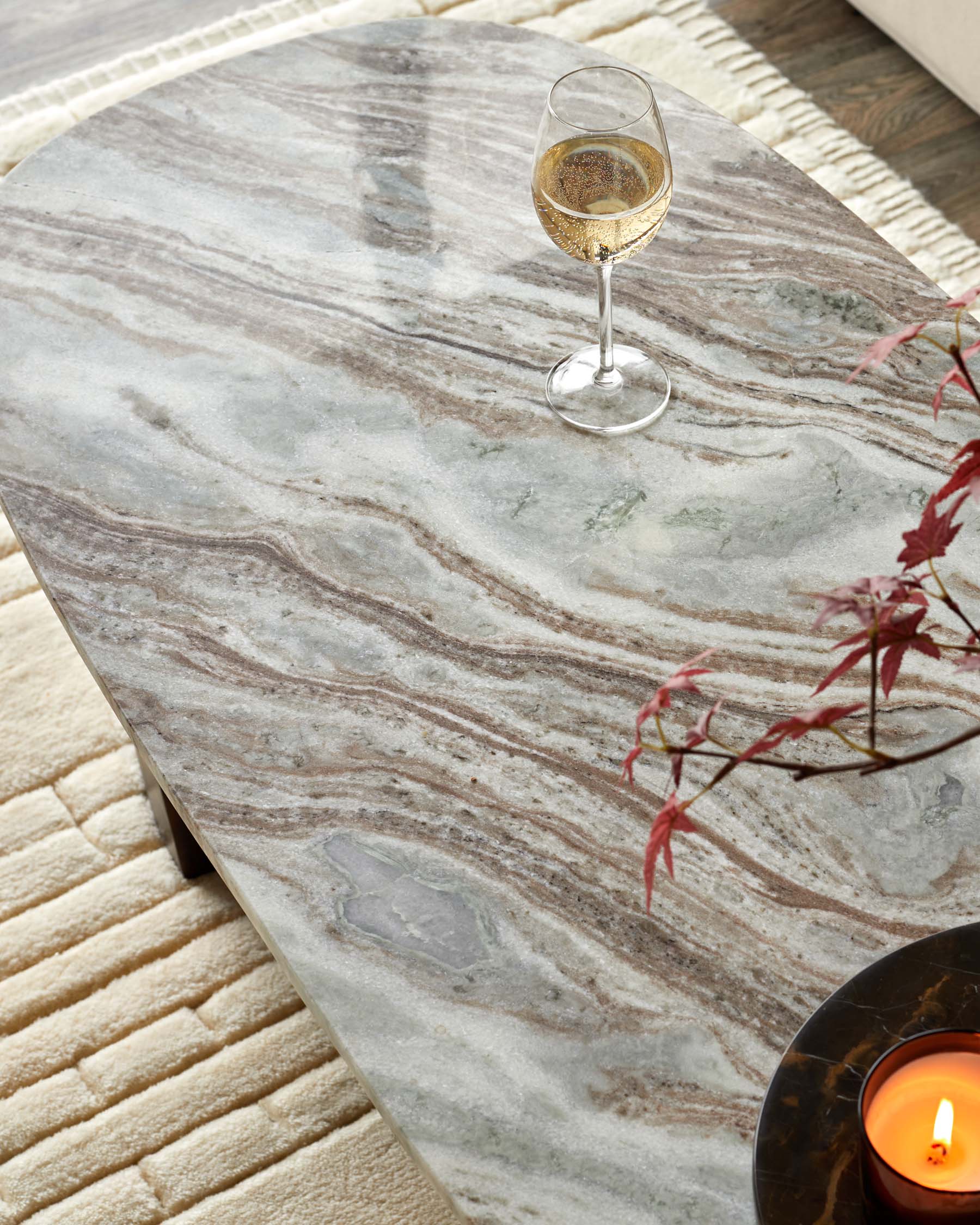 Adalynn dark wood toronto marble coffee table with mango wood - Image 6