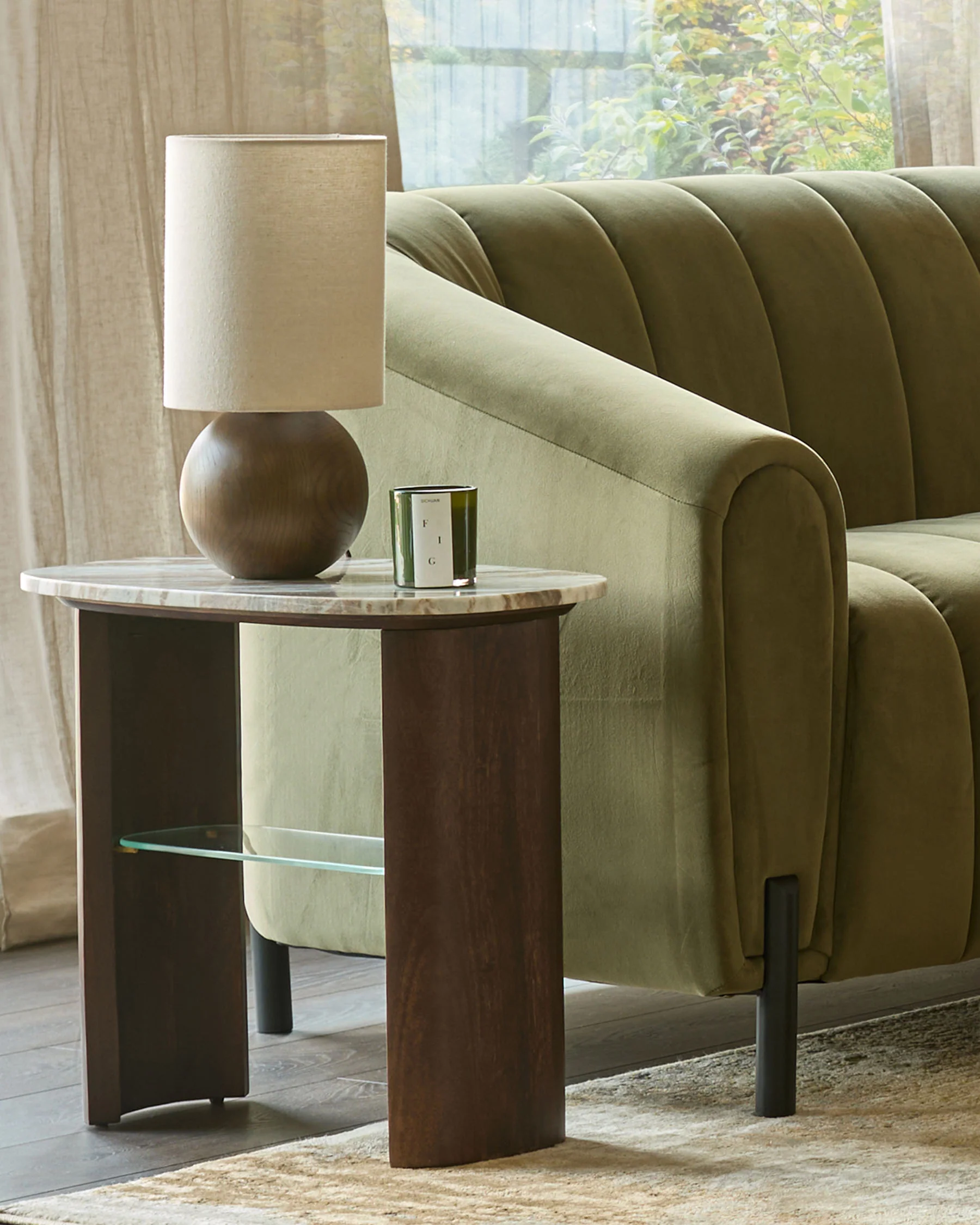 Adalynn dark wood toronto marble side table - Image 7
