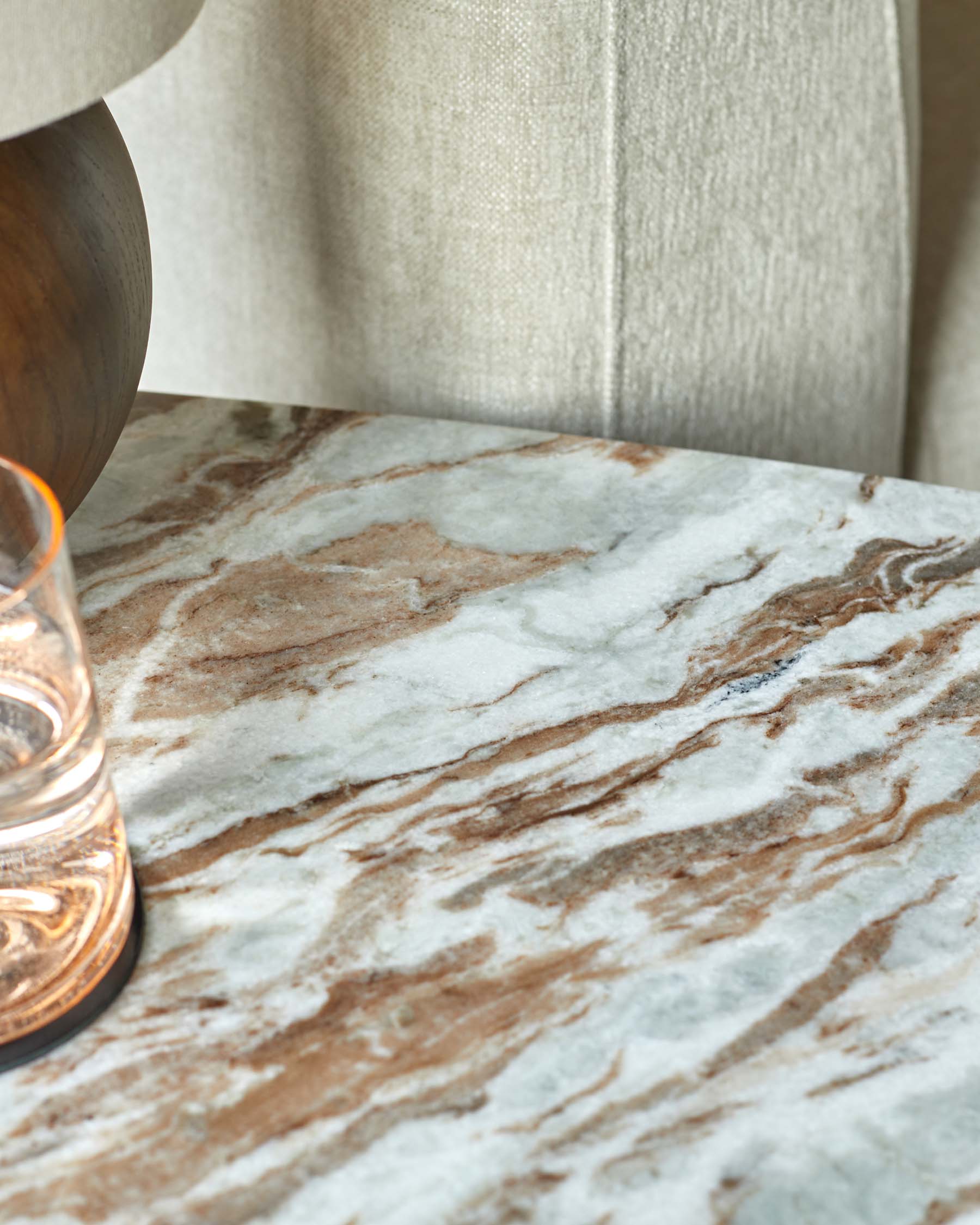 Adalynn dark wood toronto marble side table - Image 8