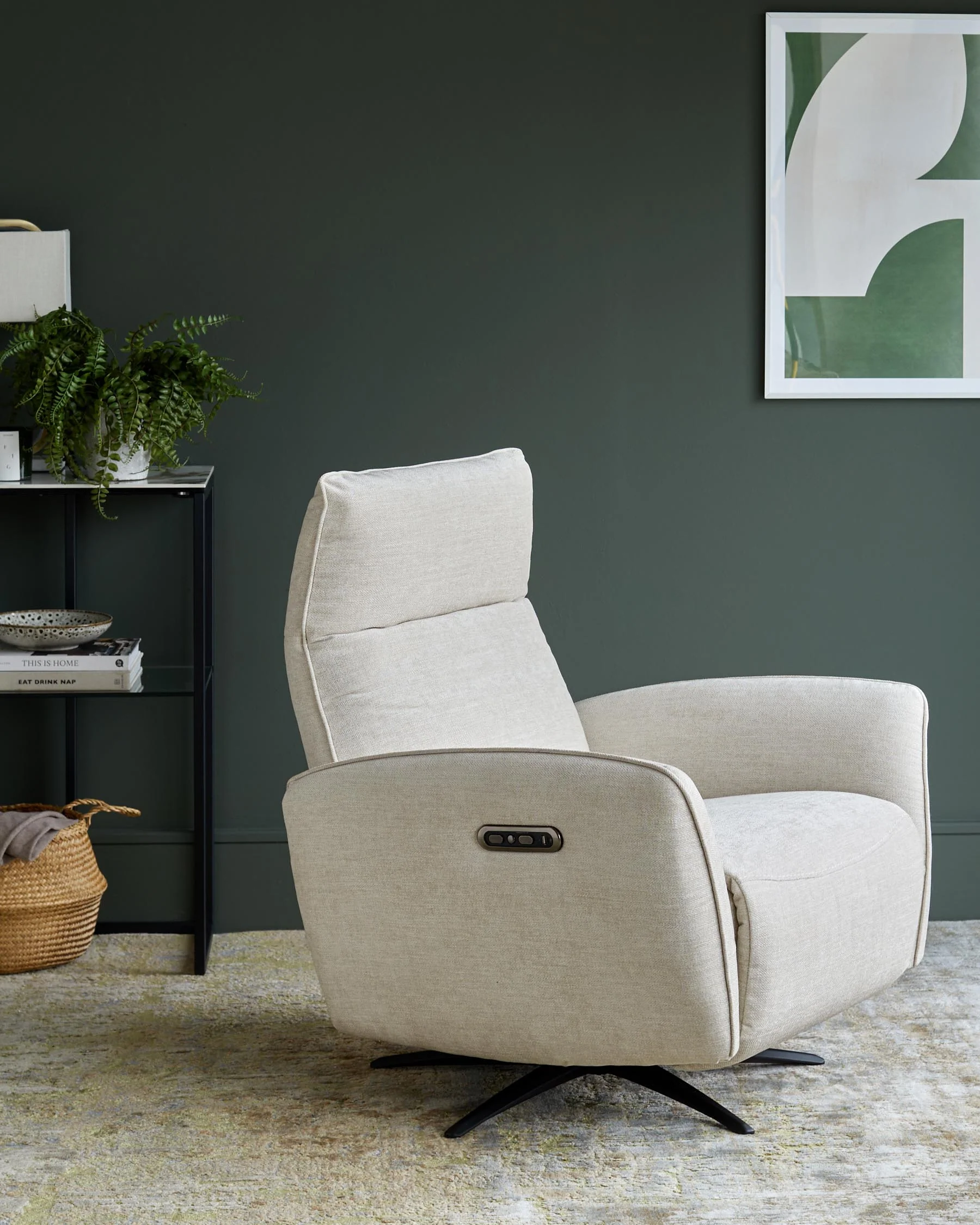Aiden ivory fabric massage recliner accent chair - Image 8