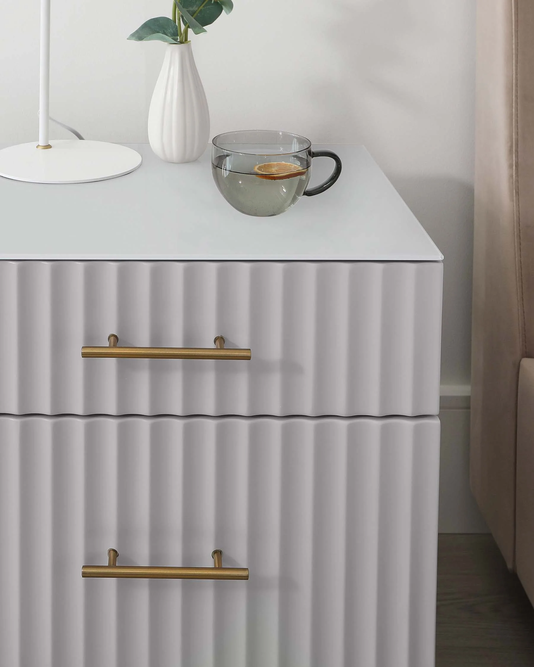 Albury light grey 2 drawer bedside table - Image 6