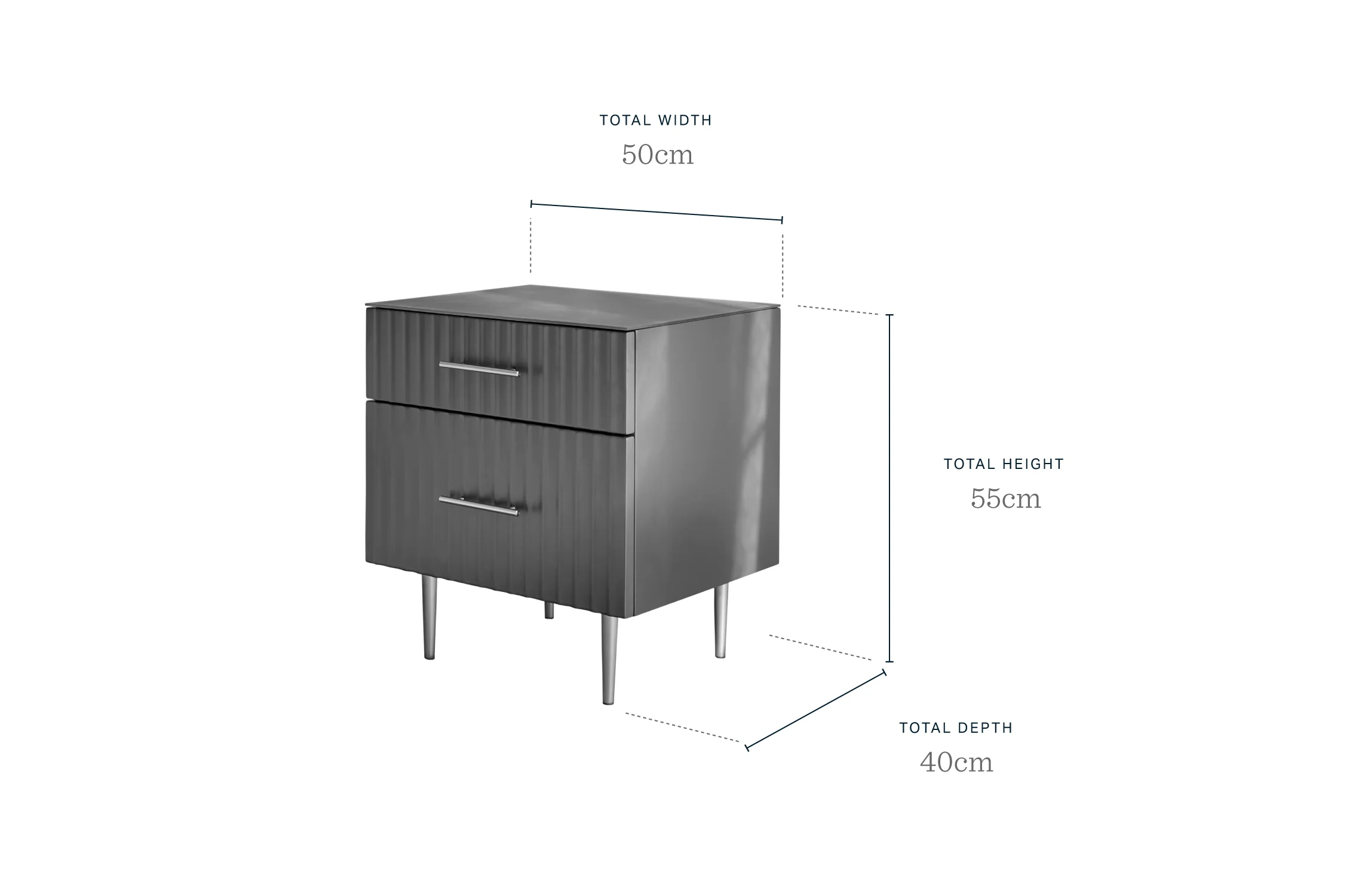 Albury light grey 2 drawer bedside table - Image 8