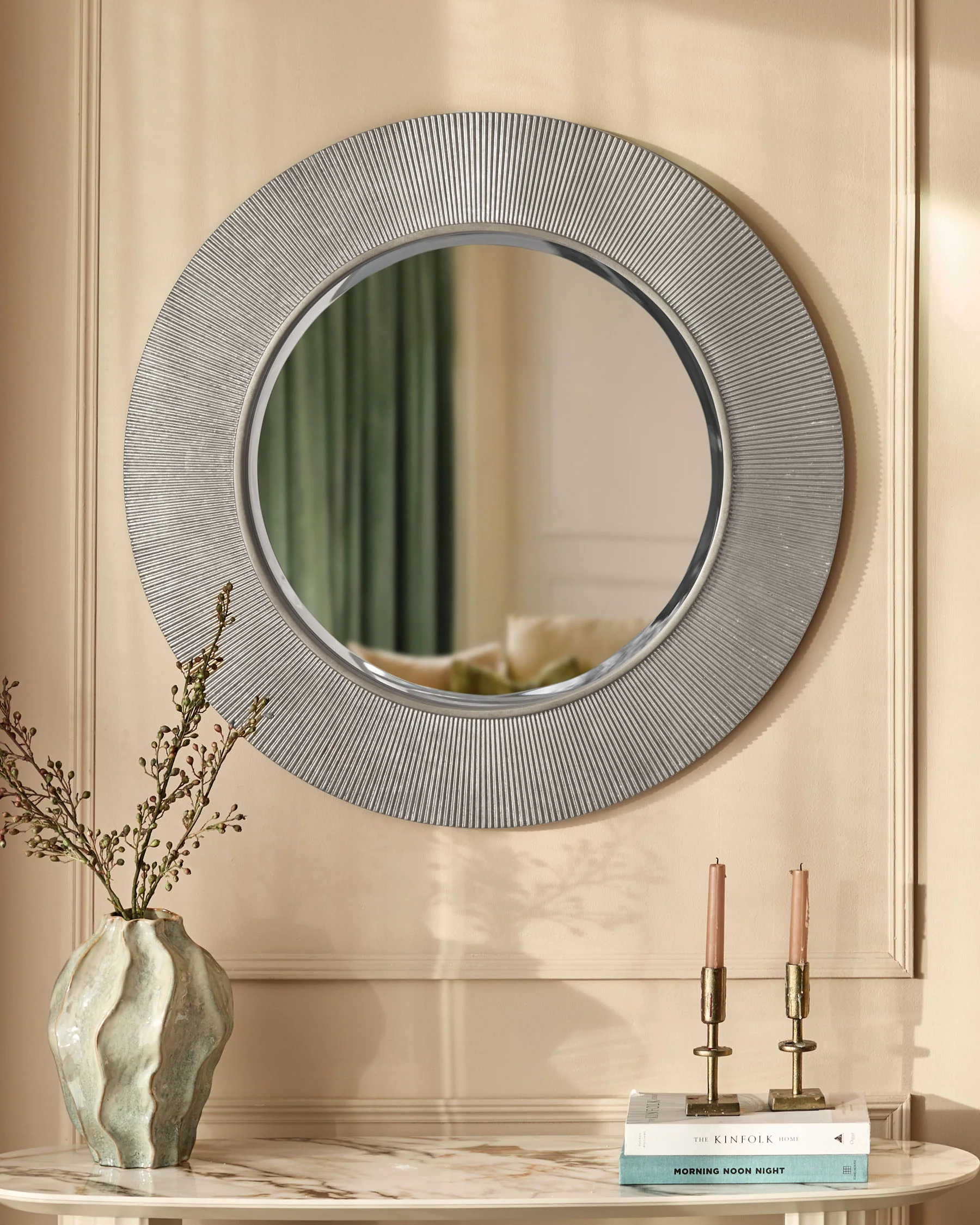 Alexa silver round wall mirror - Image 2