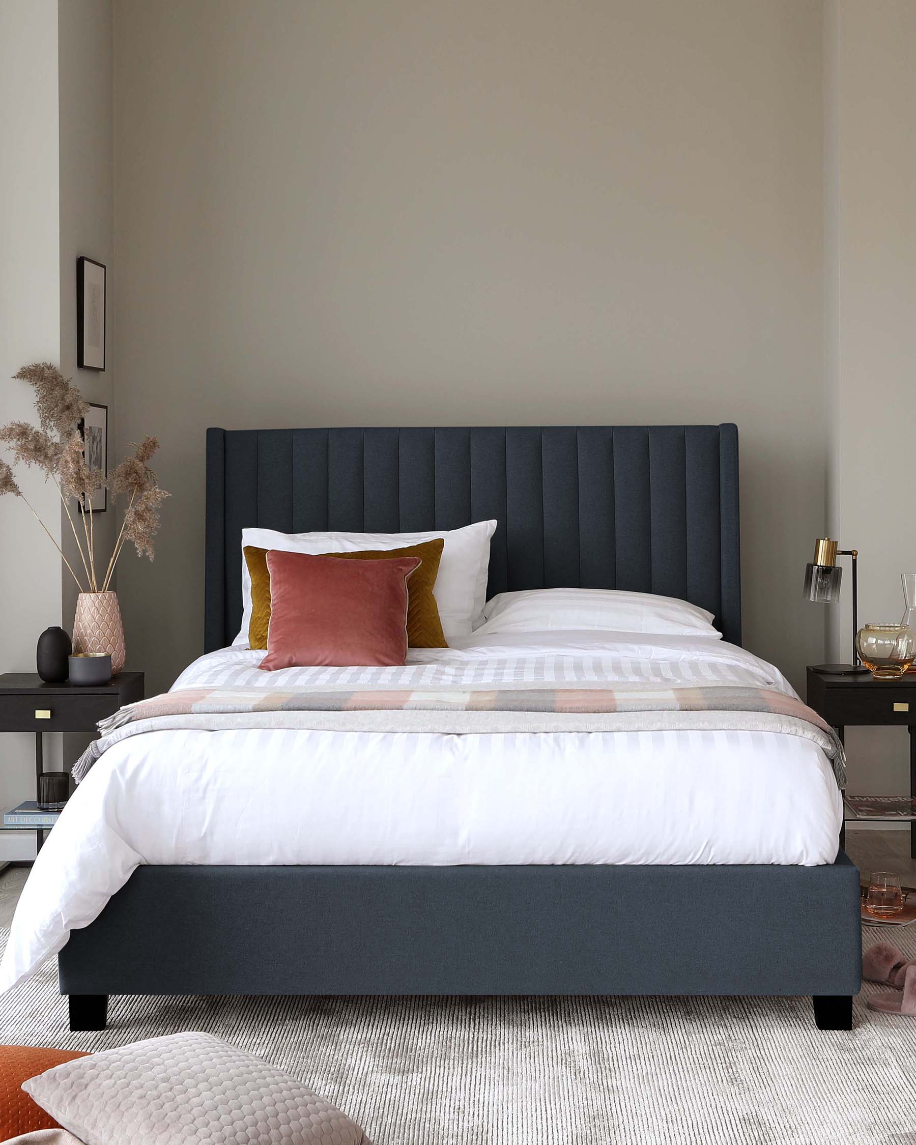 Amalfi Navy Fabric Double Ottoman Storage Bed - Image 3