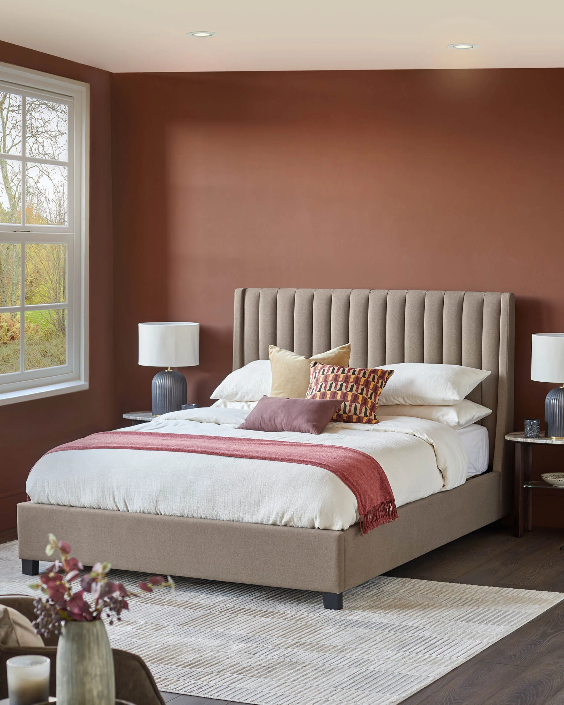 Amalfi mocha fabric double ottoman storage bed - Image 4
