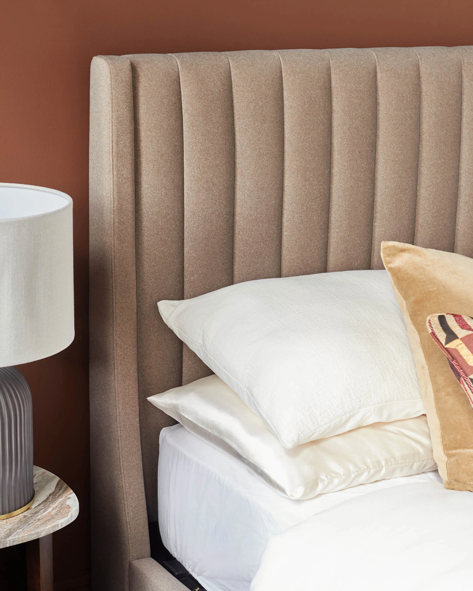 Amalfi mocha fabric double ottoman storage bed - Image 5