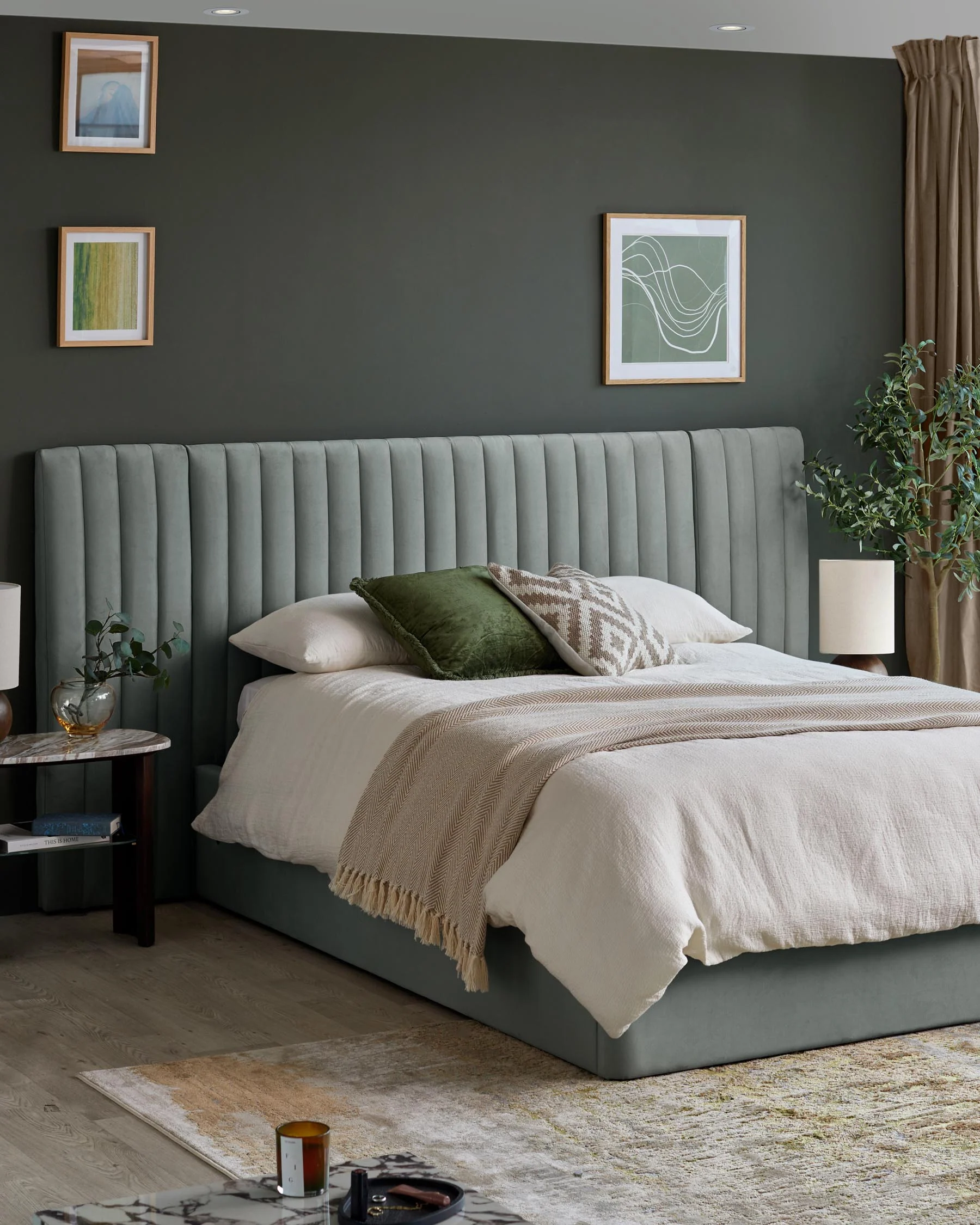 Amalfi Luxe sage green velvet king size ottoman storage bed - Image 5