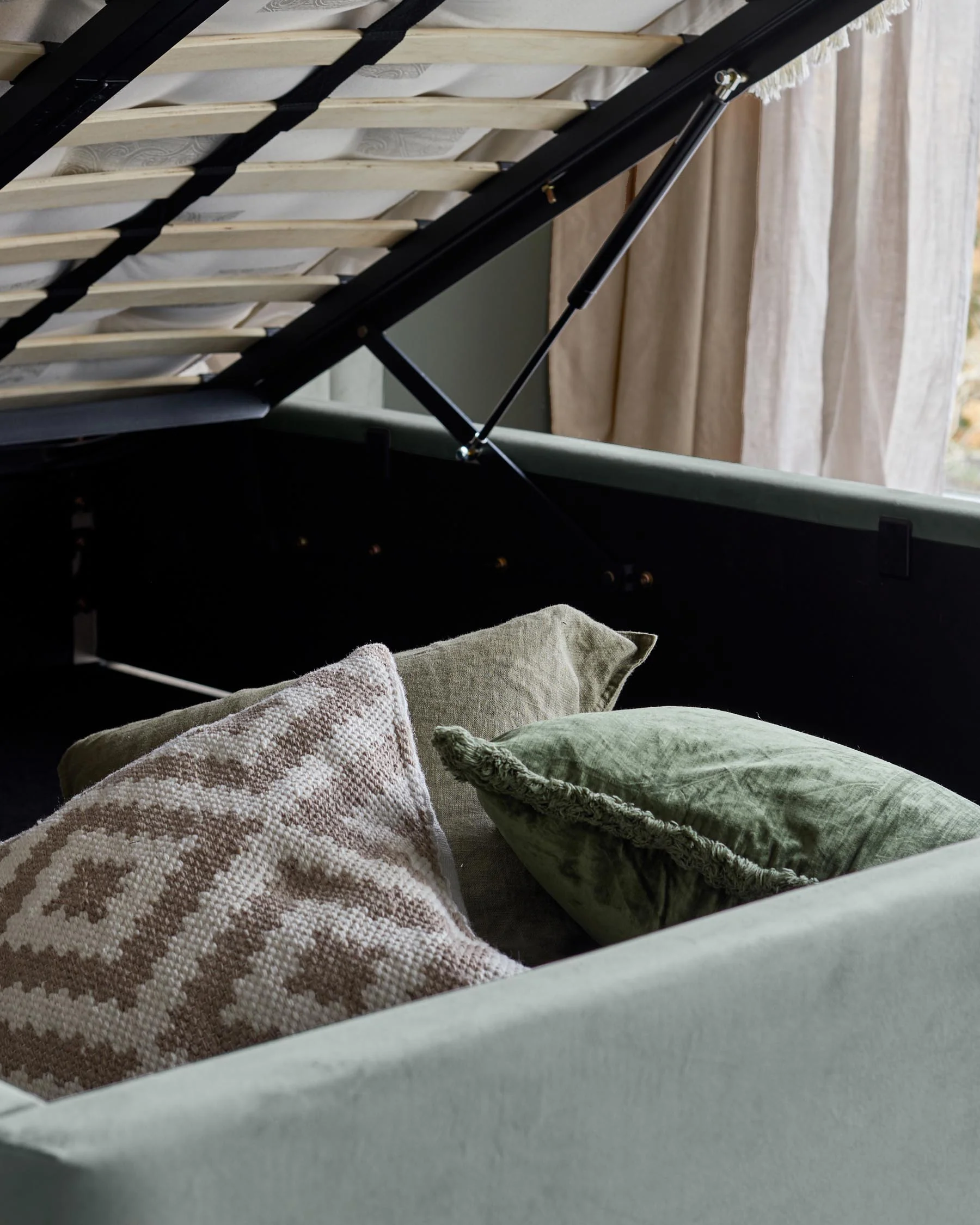 Amalfi luxe sage green velvet super king ottoman storage bed - Image 7