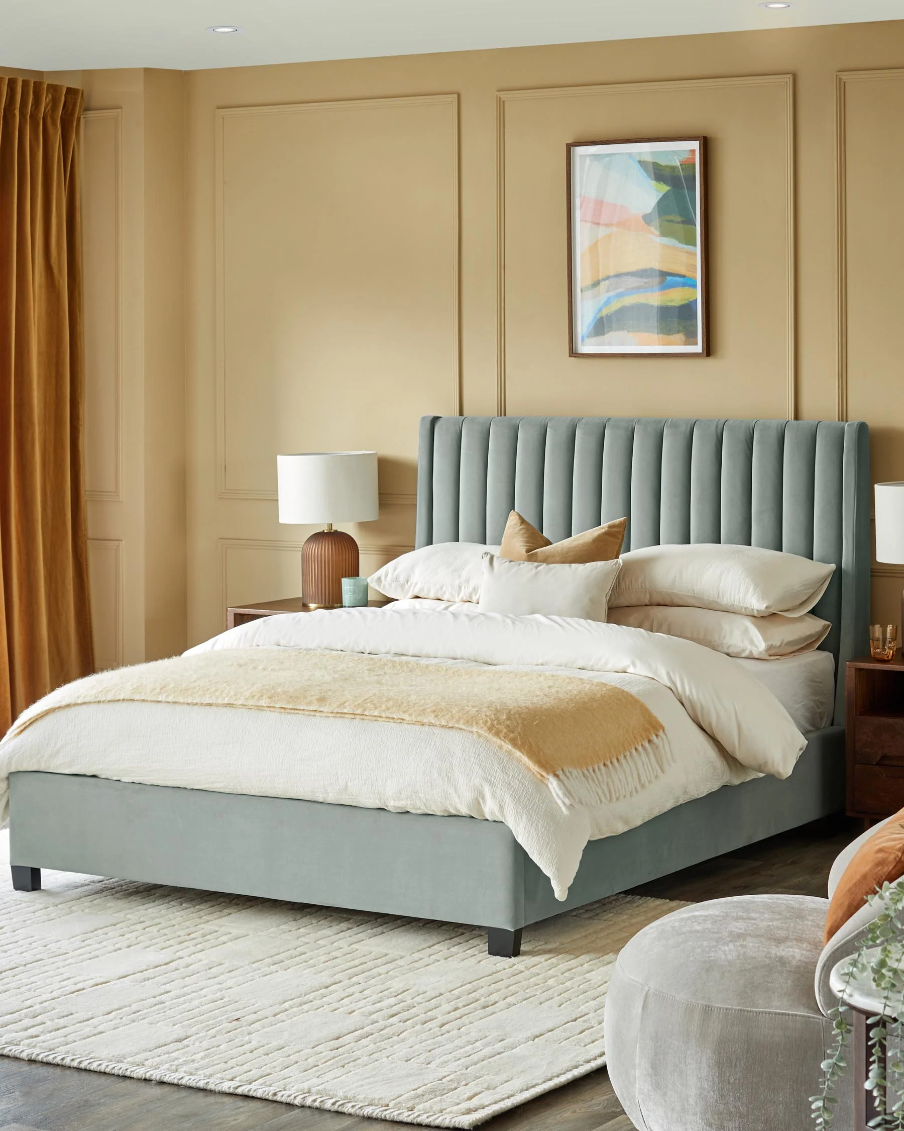Amalfi Sage Green Velvet Double Ottoman Storage Bed - Image 6