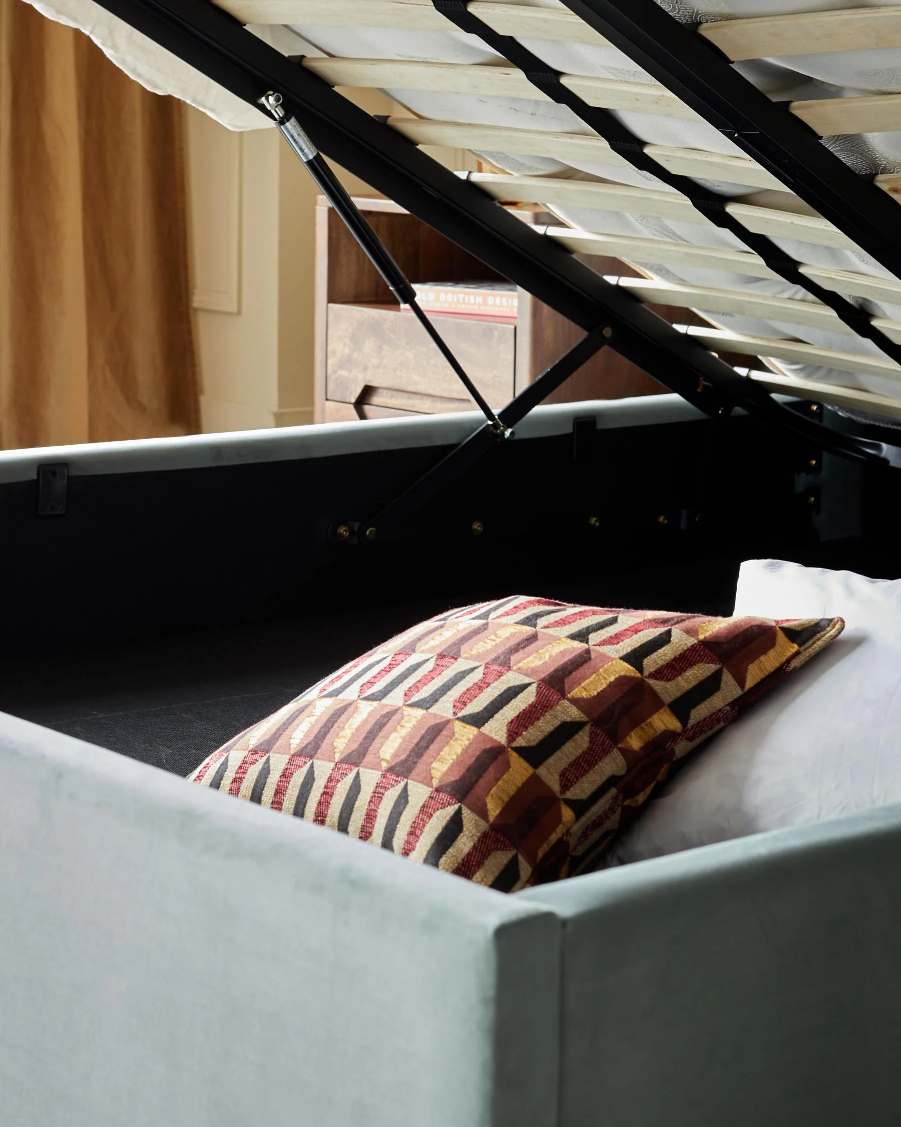 Amalfi Sage Green Velvet Double Ottoman Storage Bed - Image 8