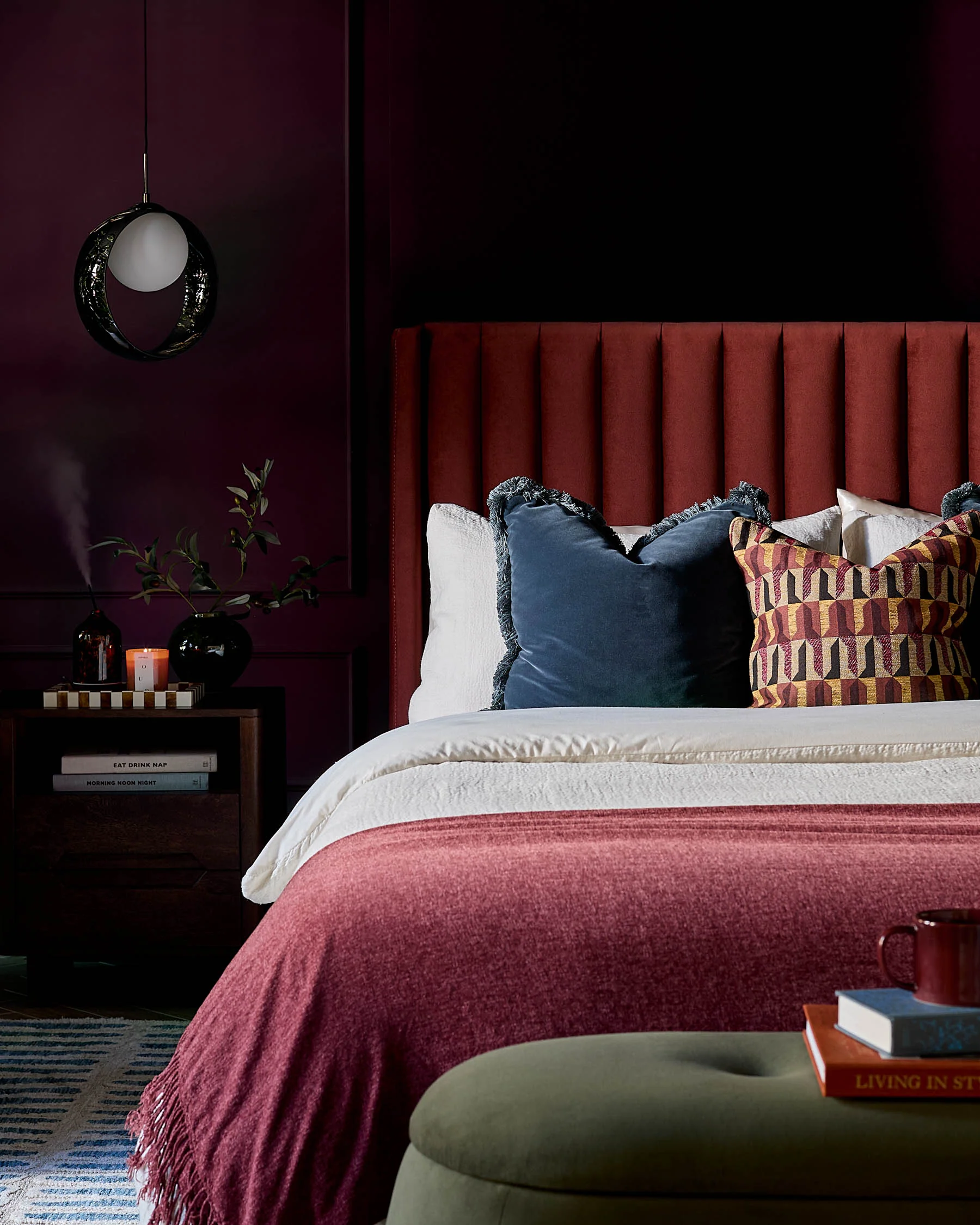 Amalfi toffee red velvet double ottoman storage bed - Image 8