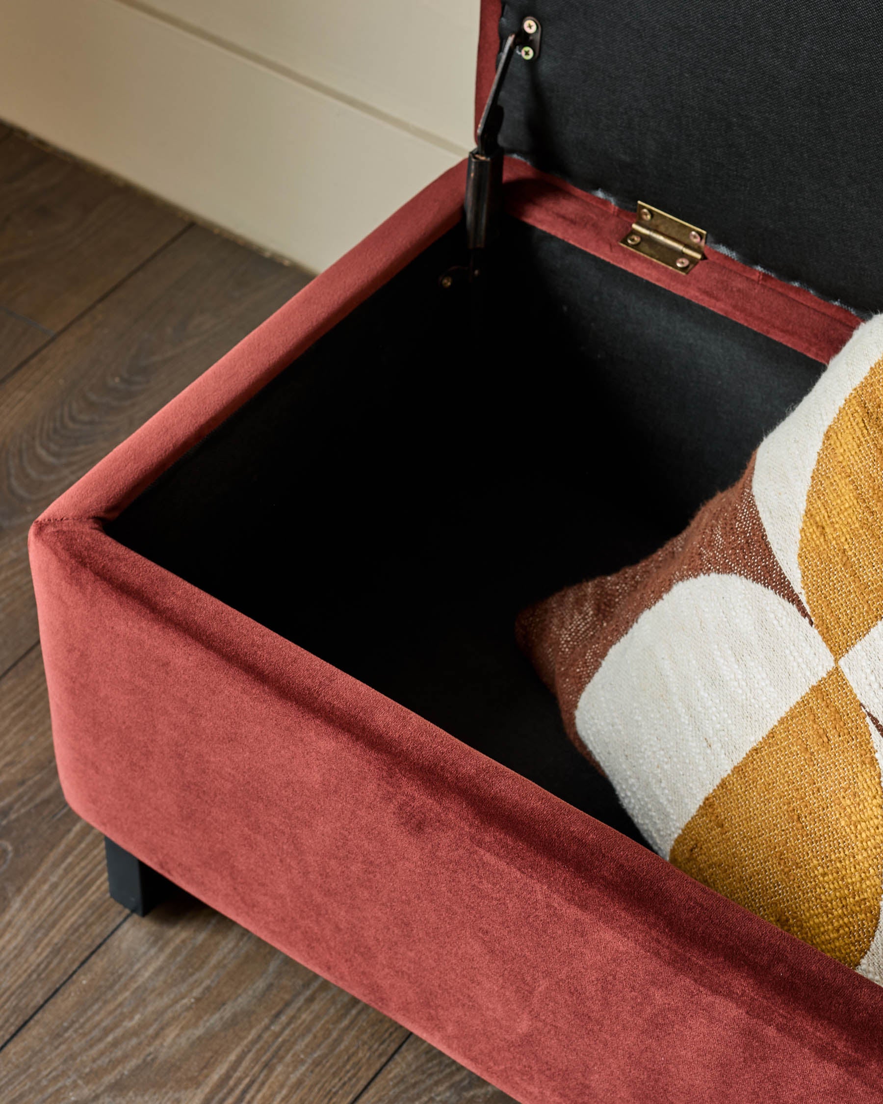Amalfi toffee red velvet ottoman storage bench - Image 5