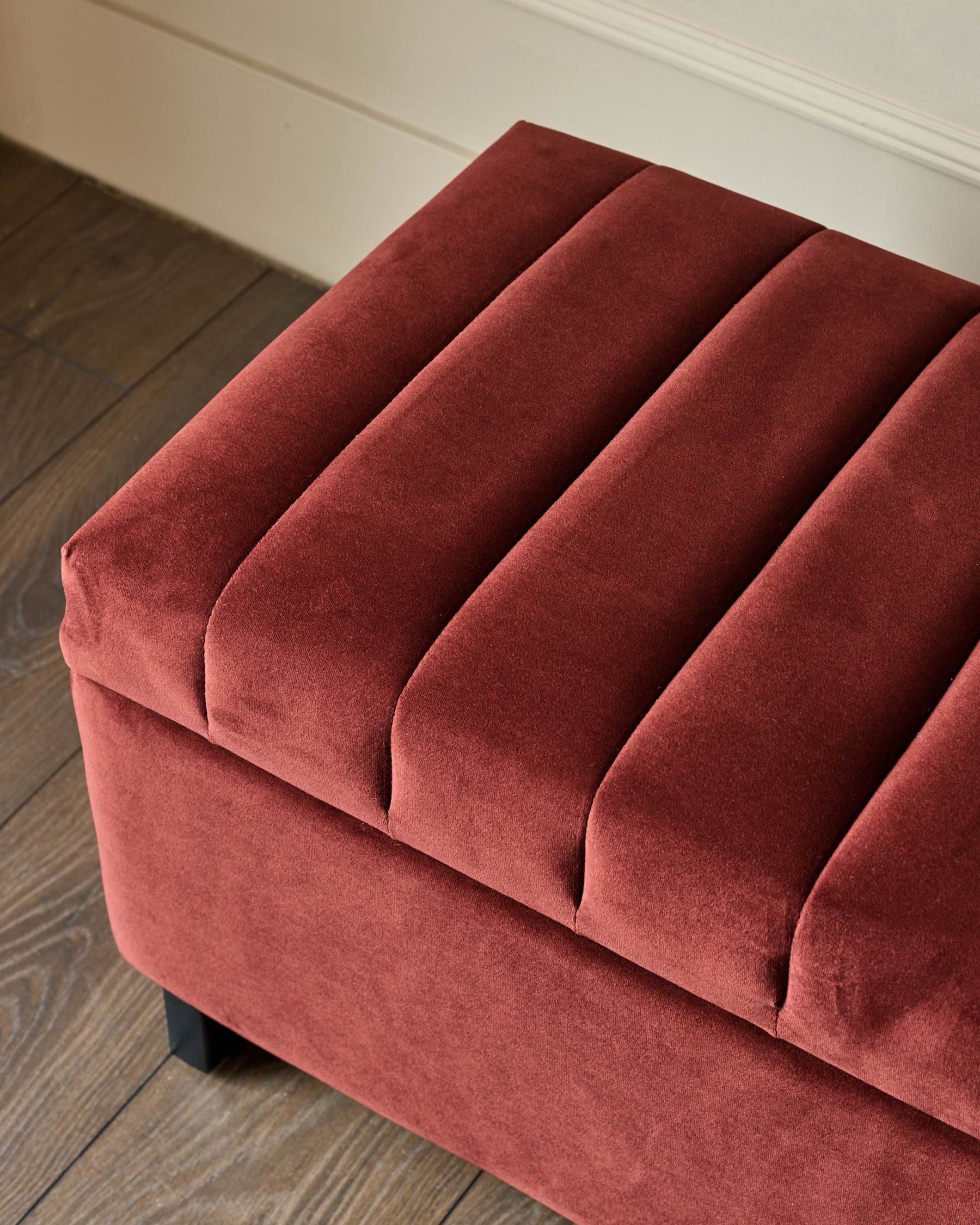 Amalfi toffee red velvet ottoman storage bench - Image 6