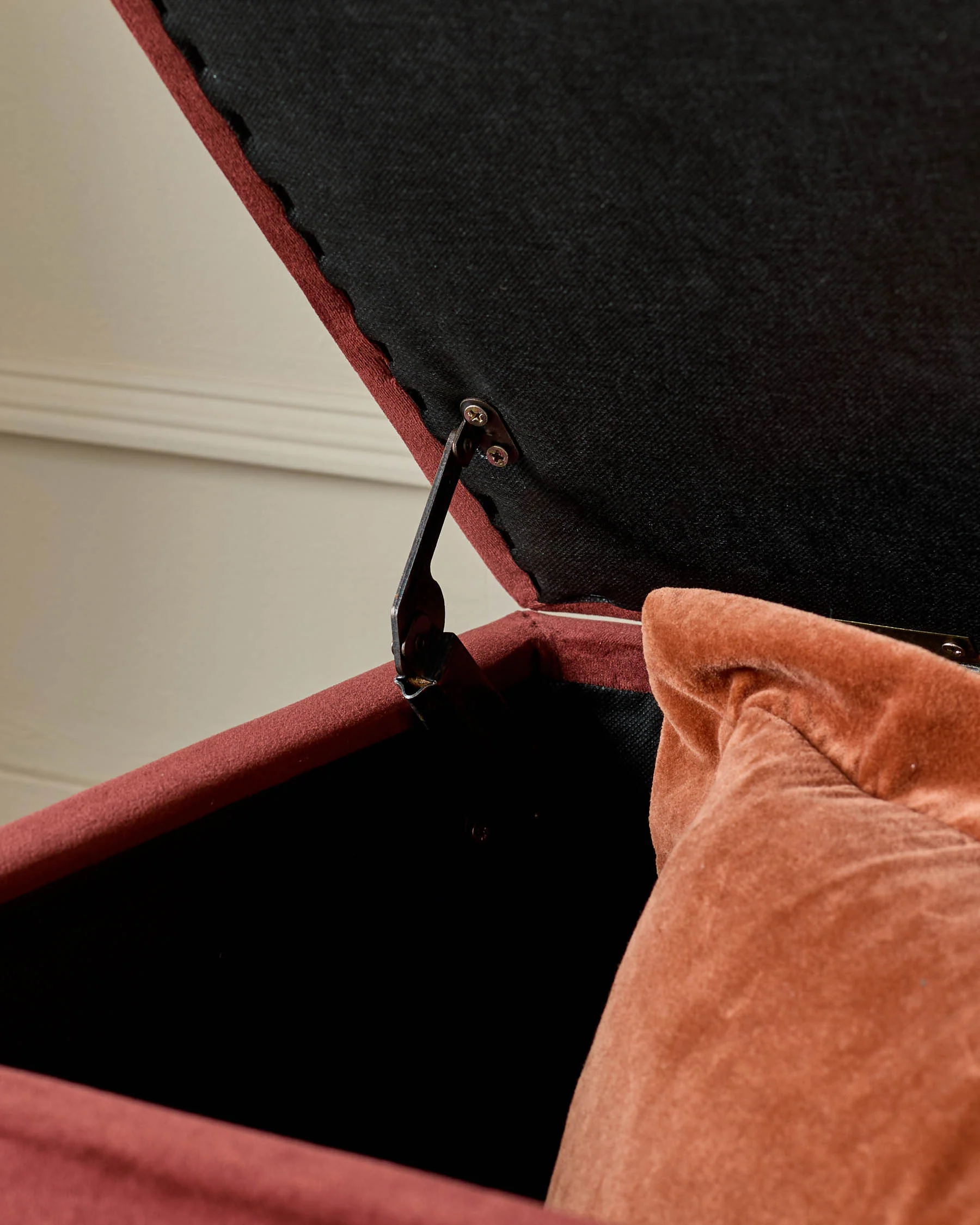 Amalfi toffee red velvet ottoman storage bench - Image 7