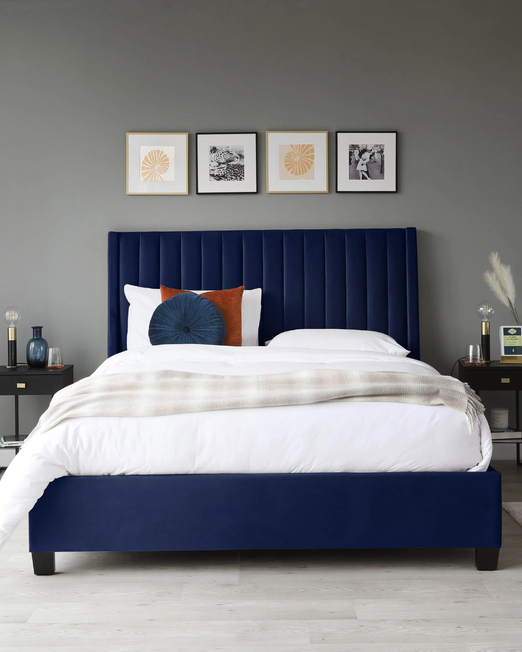 Amalfi Navy Velvet Super King Size Ottoman Storage Bed - Image 5