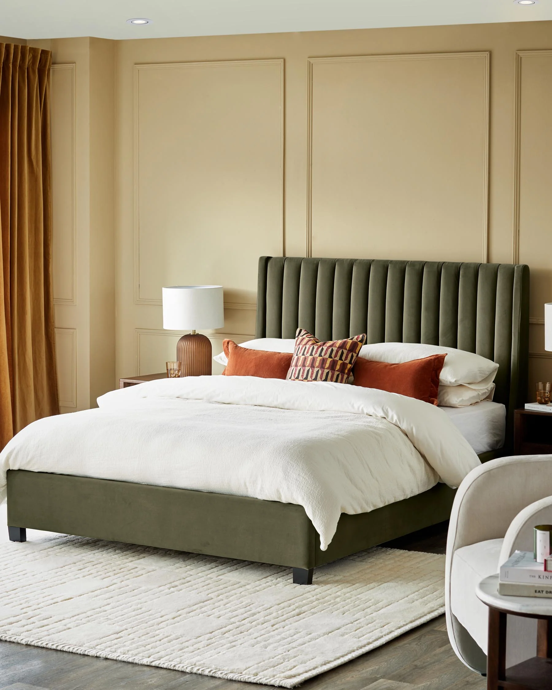 Amalfi olive green velvet double ottoman storage bed - Image 6