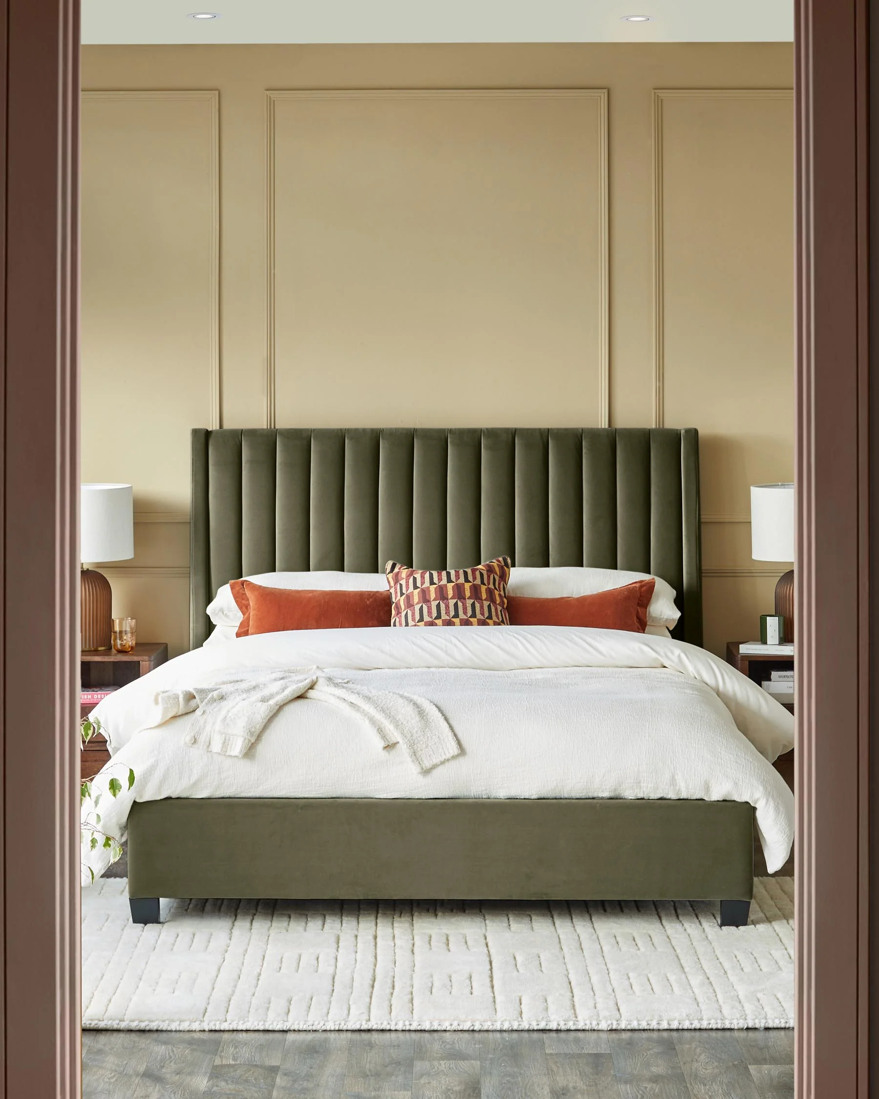 Amalfi olive green velvet double ottoman storage bed - Image 2