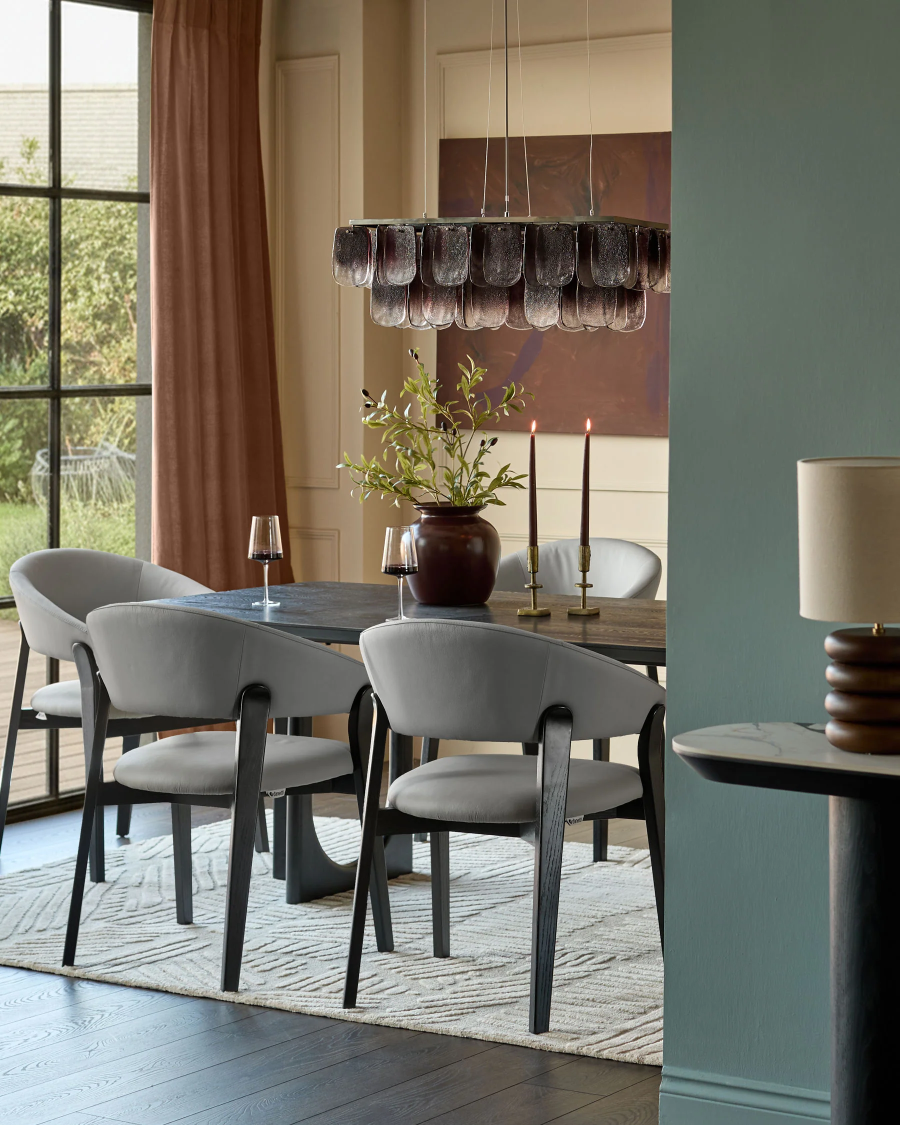 Amelia light grey leather dining chair - Image 4