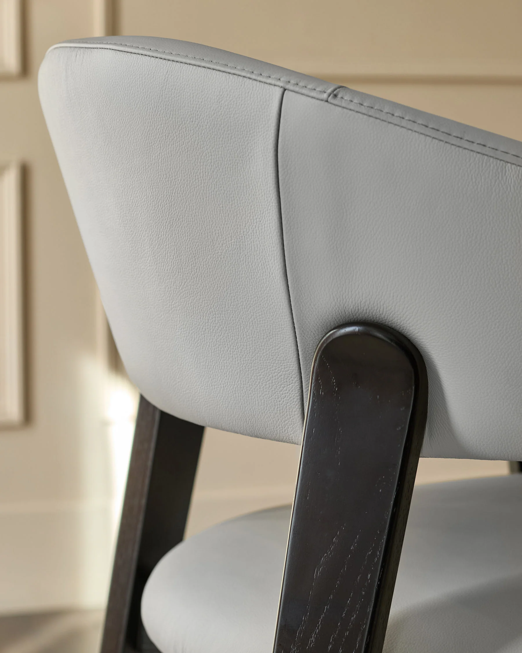 Amelia light grey leather dining chair - Image 5