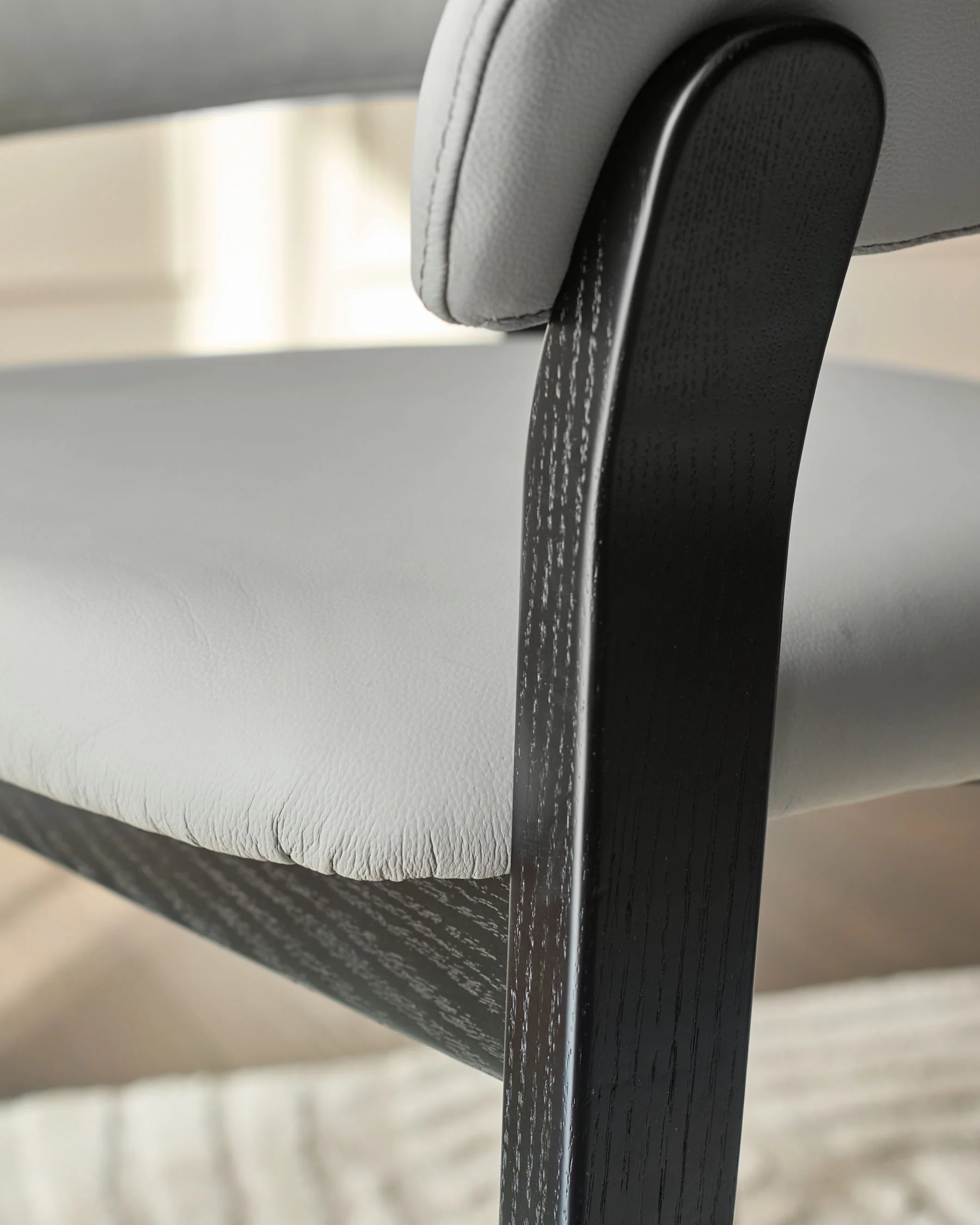 Amelia light grey leather dining chair - Image 6