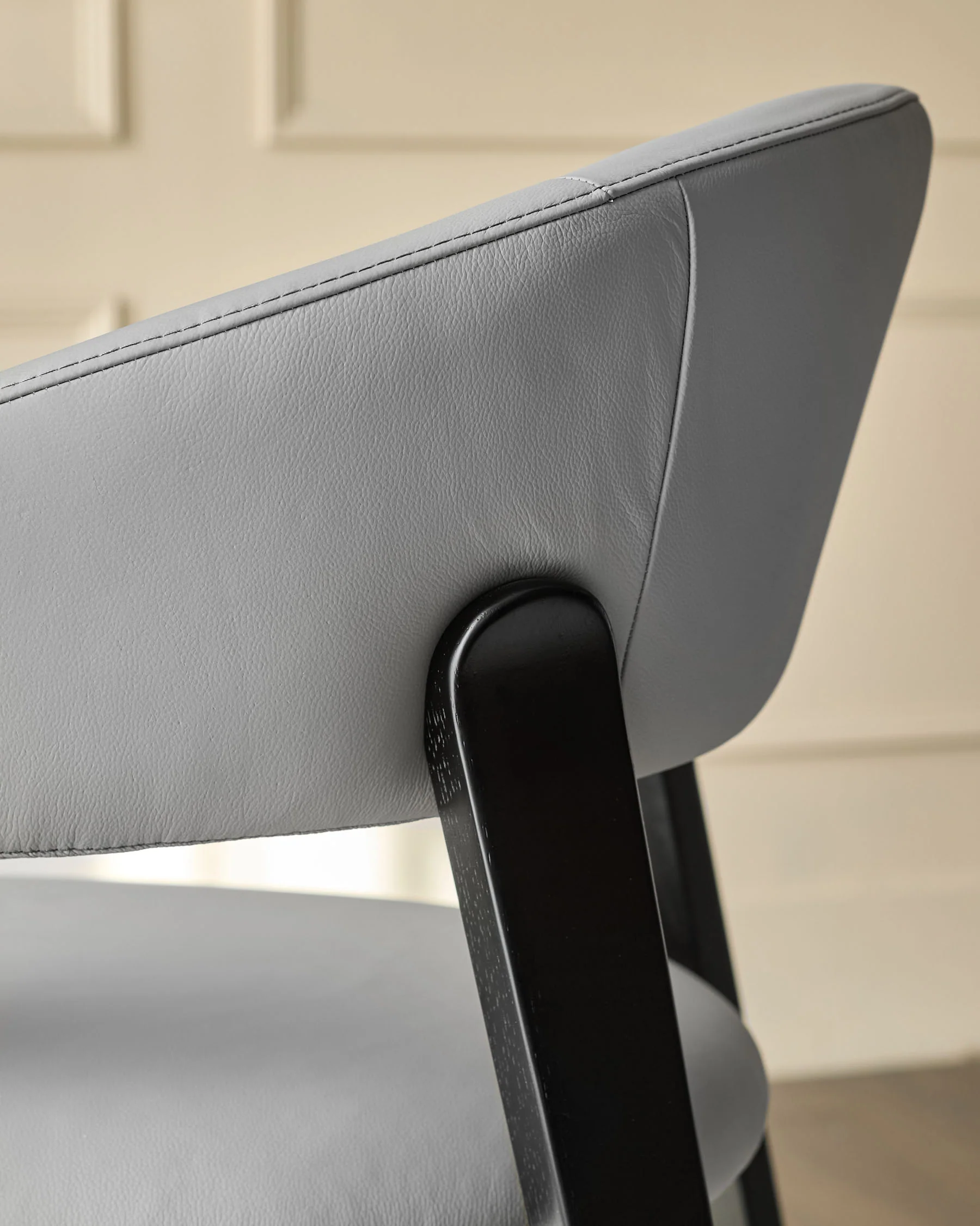 Amelia light grey leather dining chair - Image 7