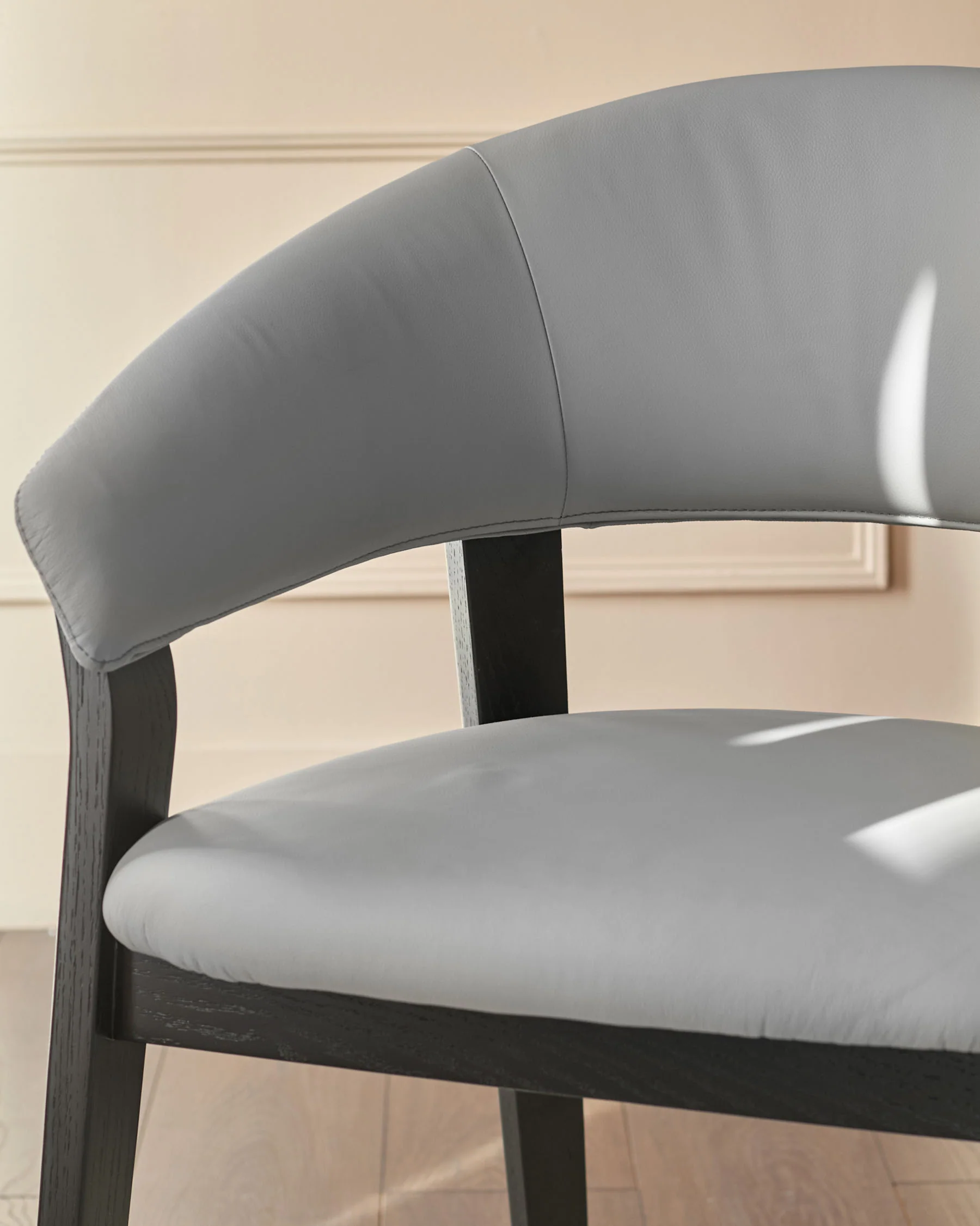 Amelia light grey leather dining chair - Image 8