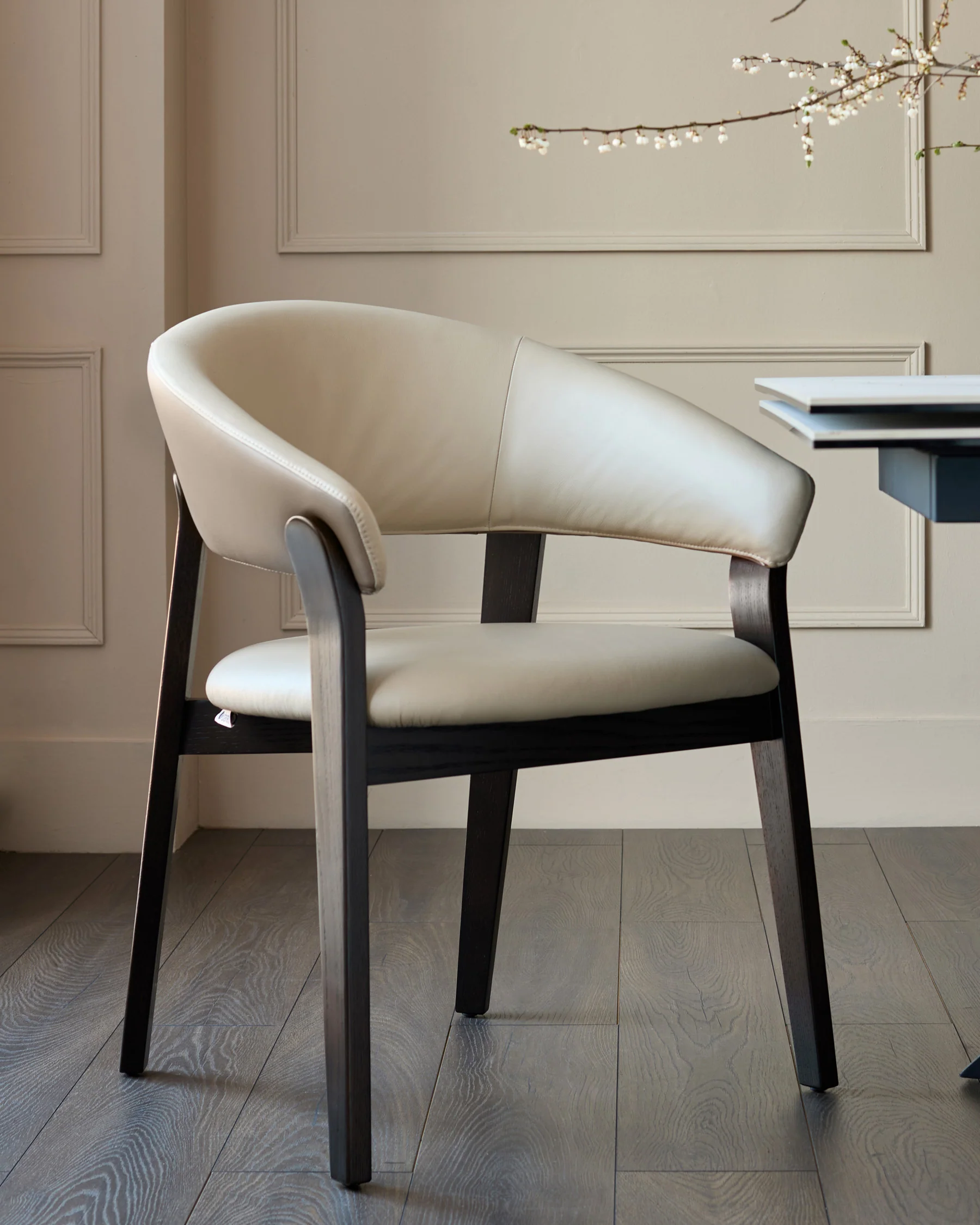 Amelia natural and mocha leather dining chair