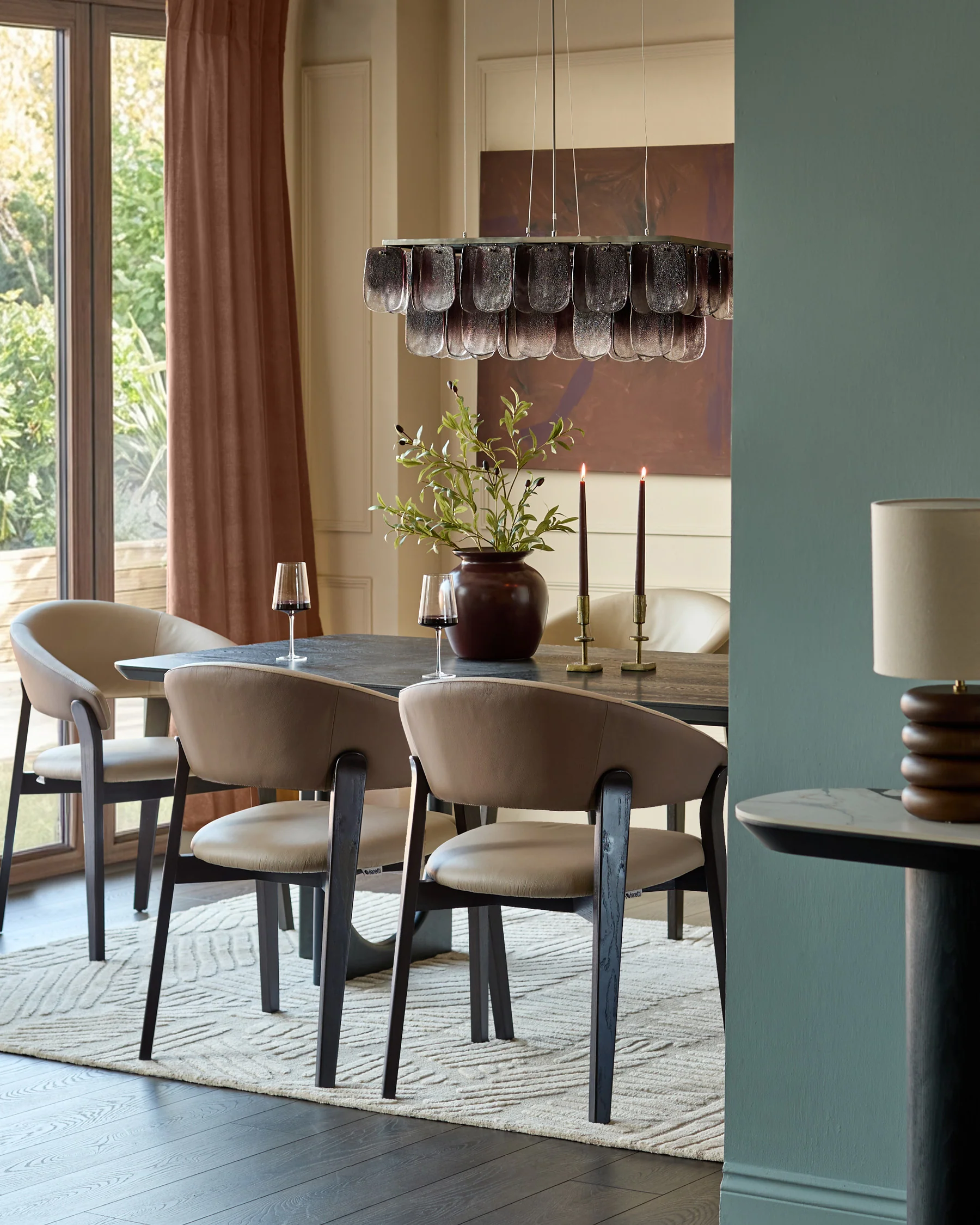 Amelia natural and mocha leather dining chair - Image 4