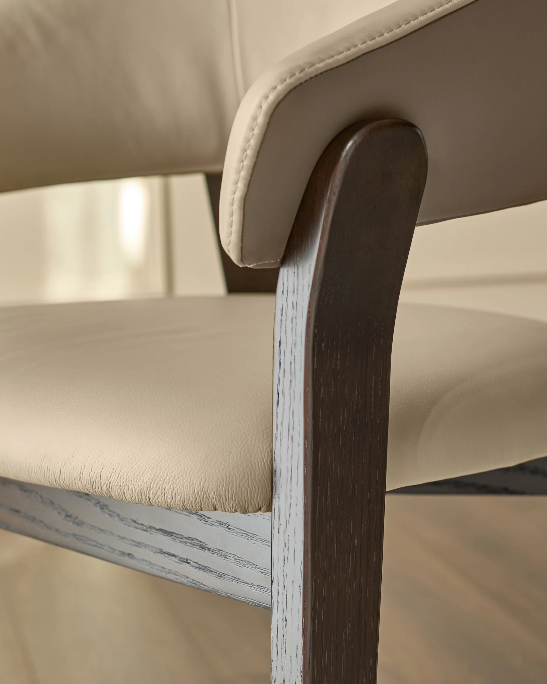 Amelia natural and mocha leather dining chair - Image 5
