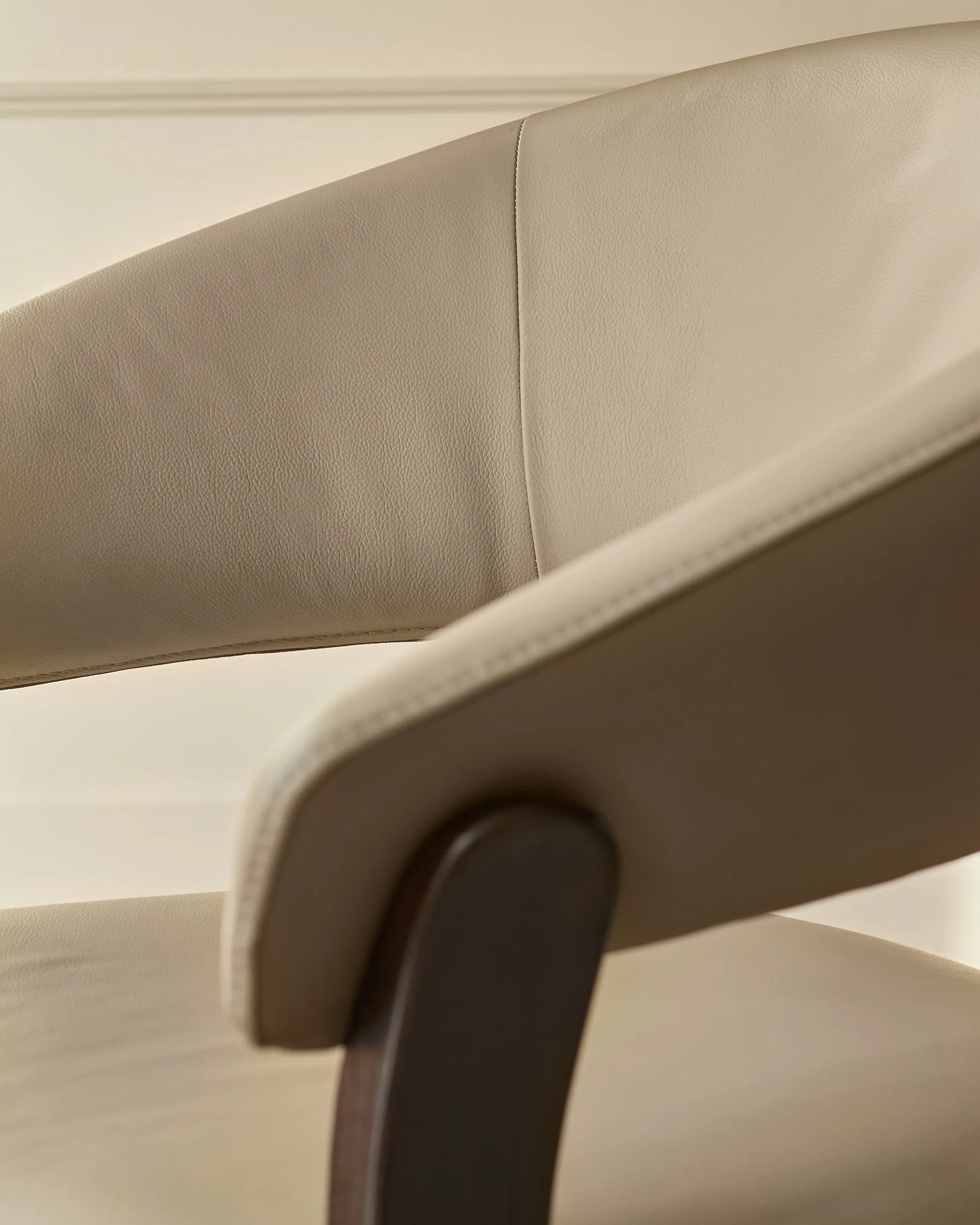 Amelia natural and mocha leather dining chair - Image 6