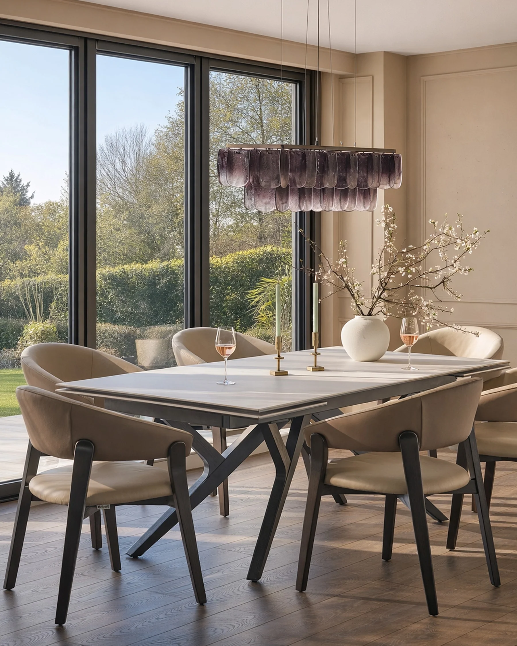 Amelia natural and mocha leather dining chair - Image 7