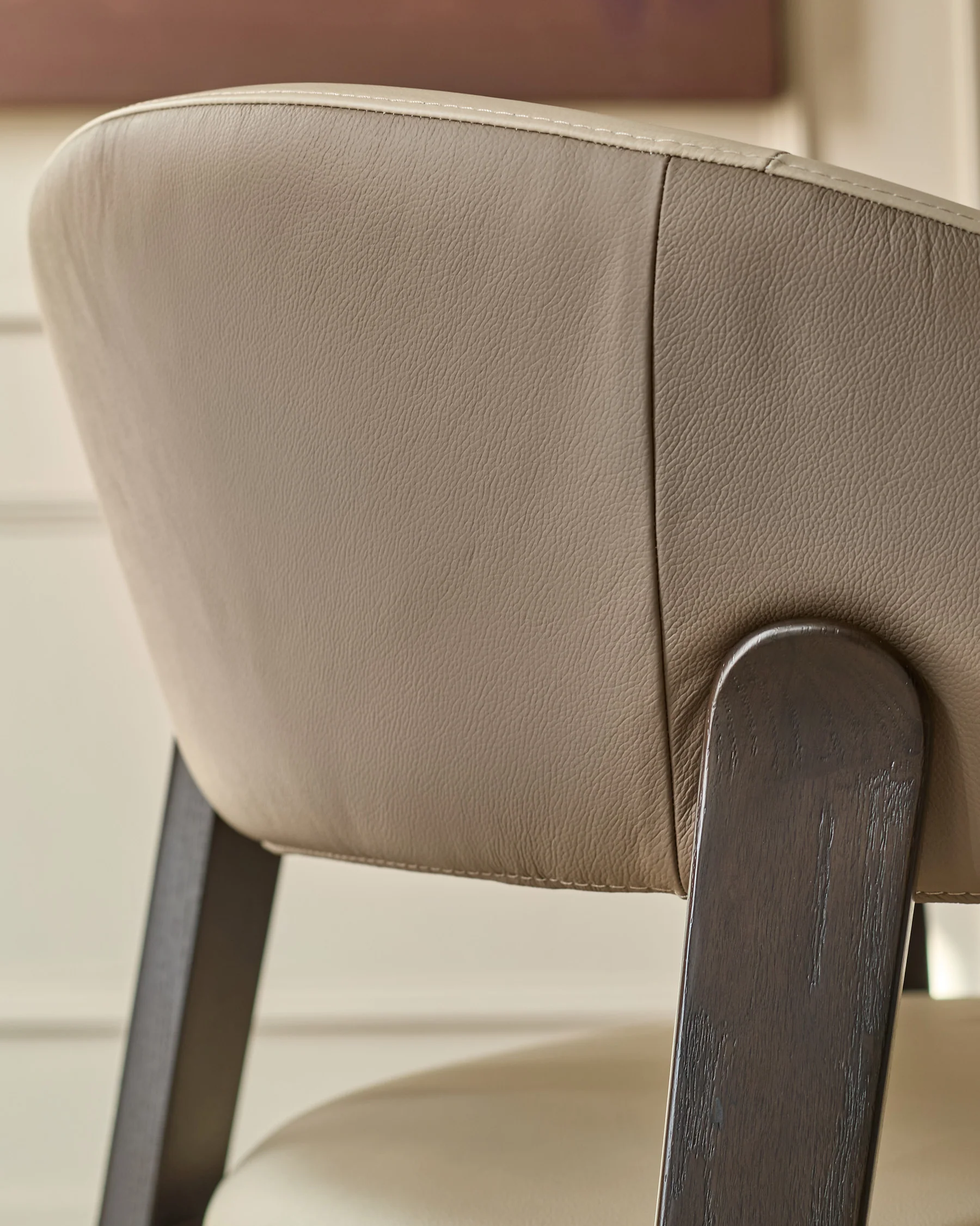 Amelia natural and mocha leather dining chair - Image 8