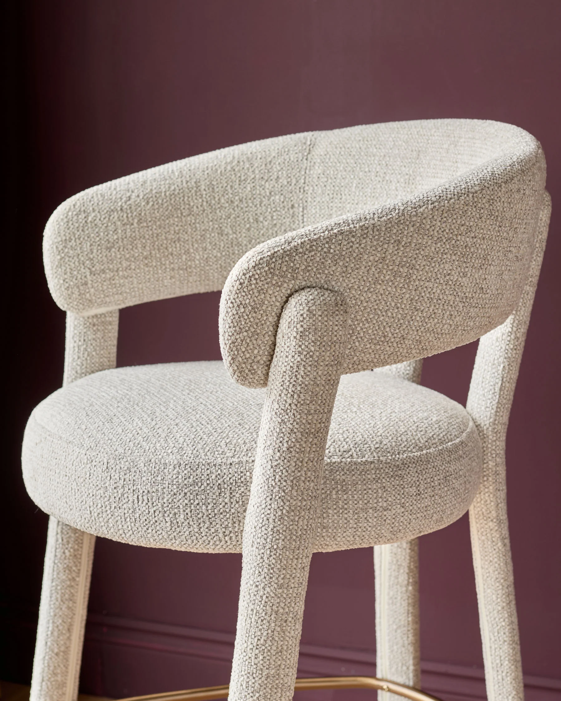 Anya natural chenille brushed bronze bar stool - Image 5