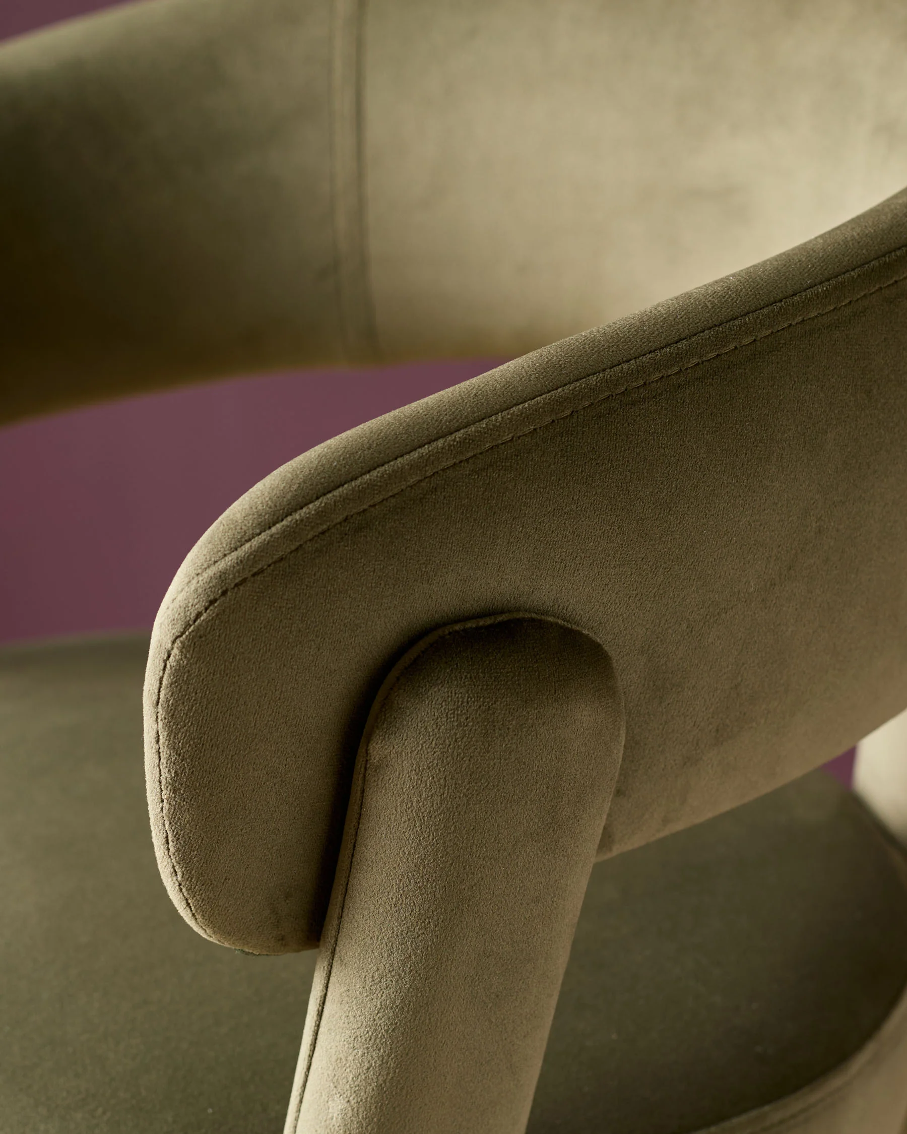 Anya olive green velvet brushed bronze bar stool - Image 6