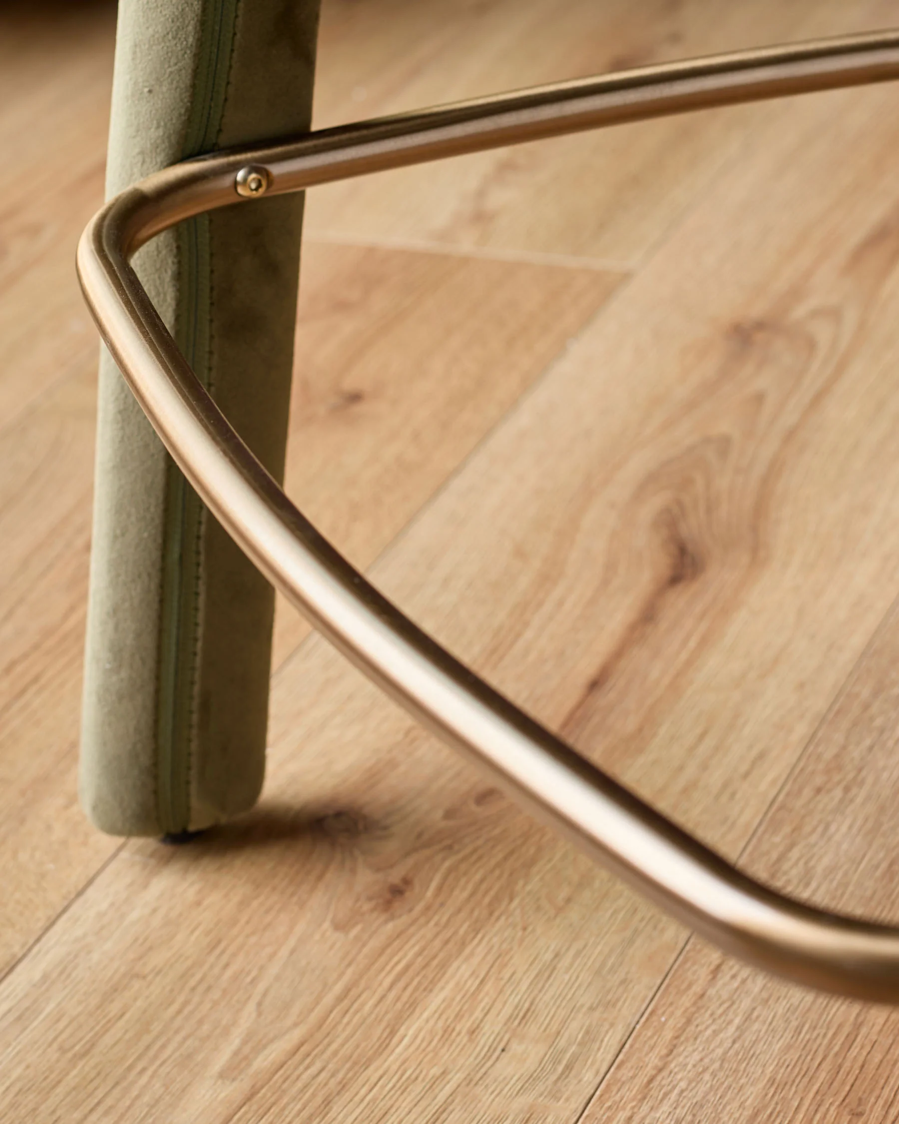 Anya olive green velvet brushed bronze bar stool - Image 7