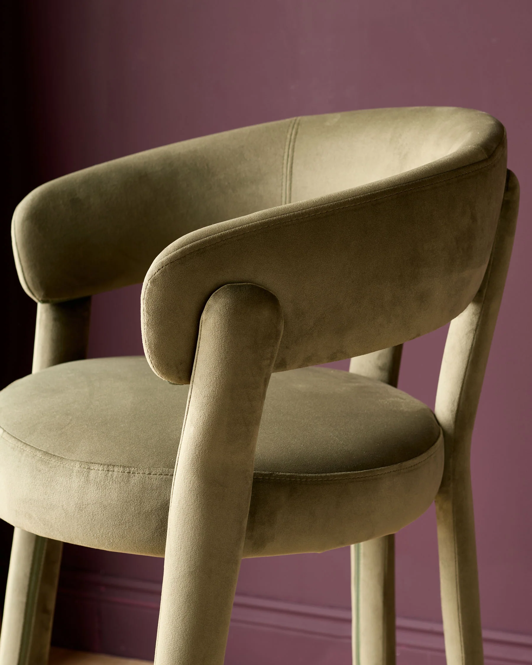 Anya olive green velvet brushed bronze bar stool - Image 9