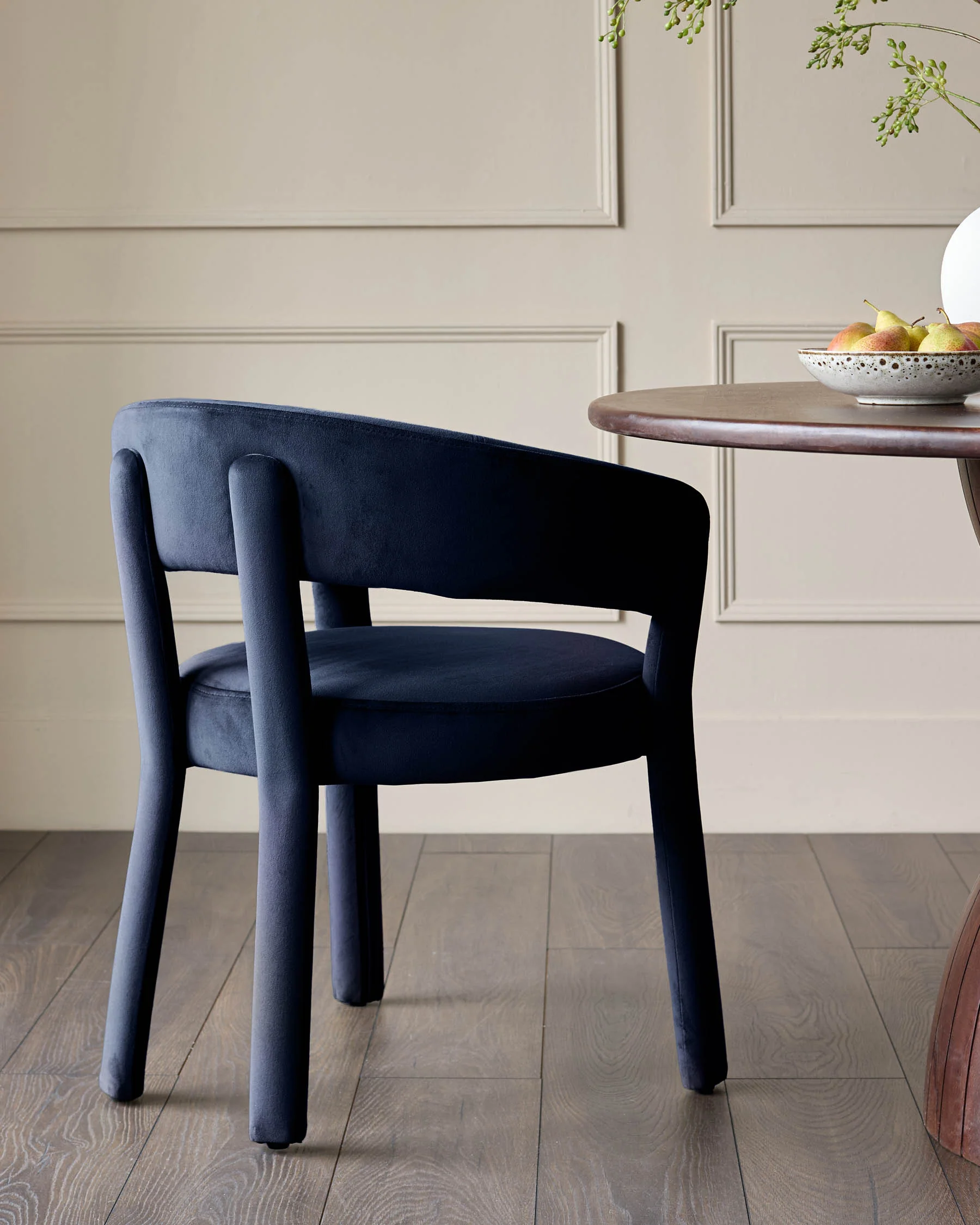 Anya dark navy velvet dining chair - Image 3
