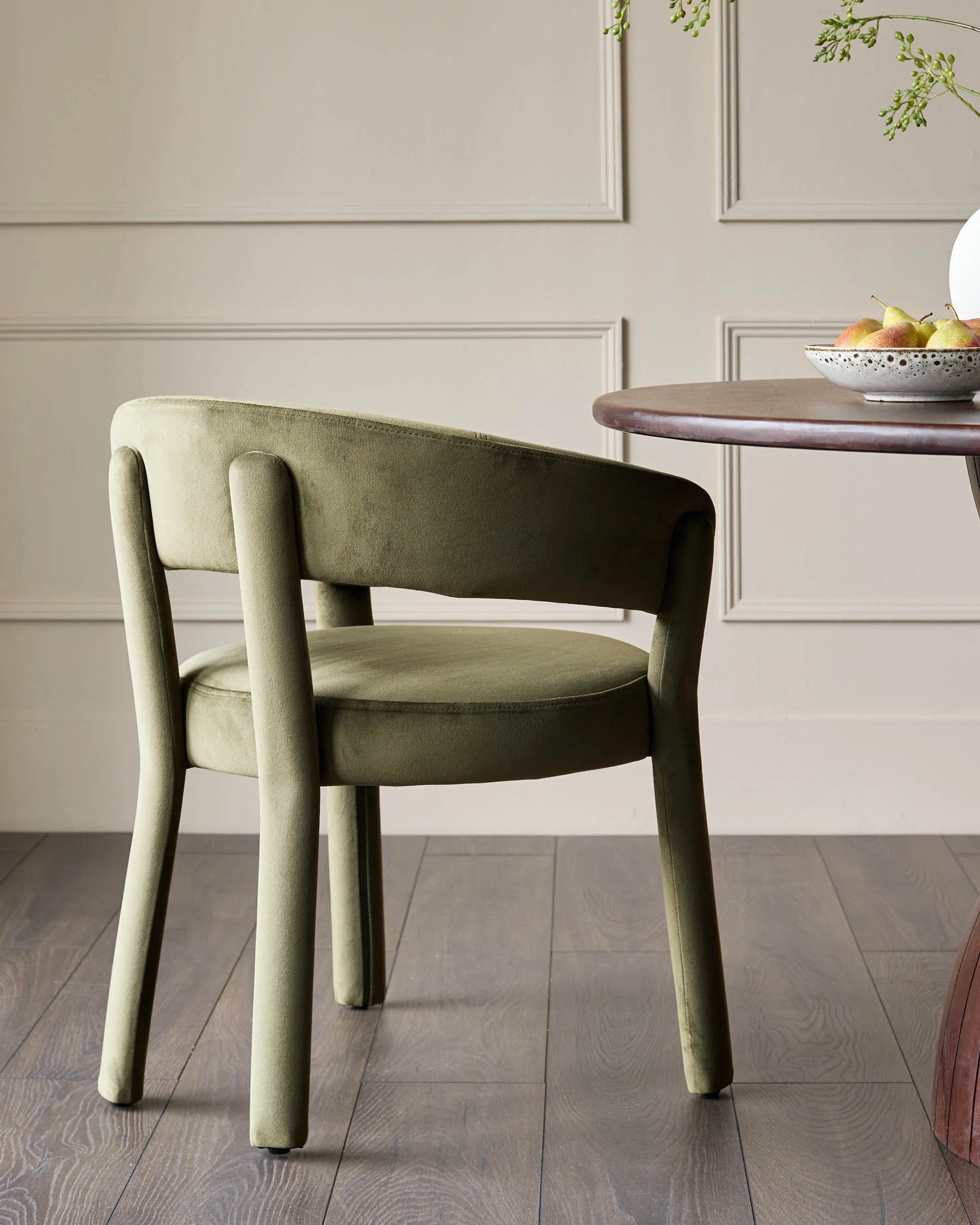 Anya olive green velvet dining chair - Image 3