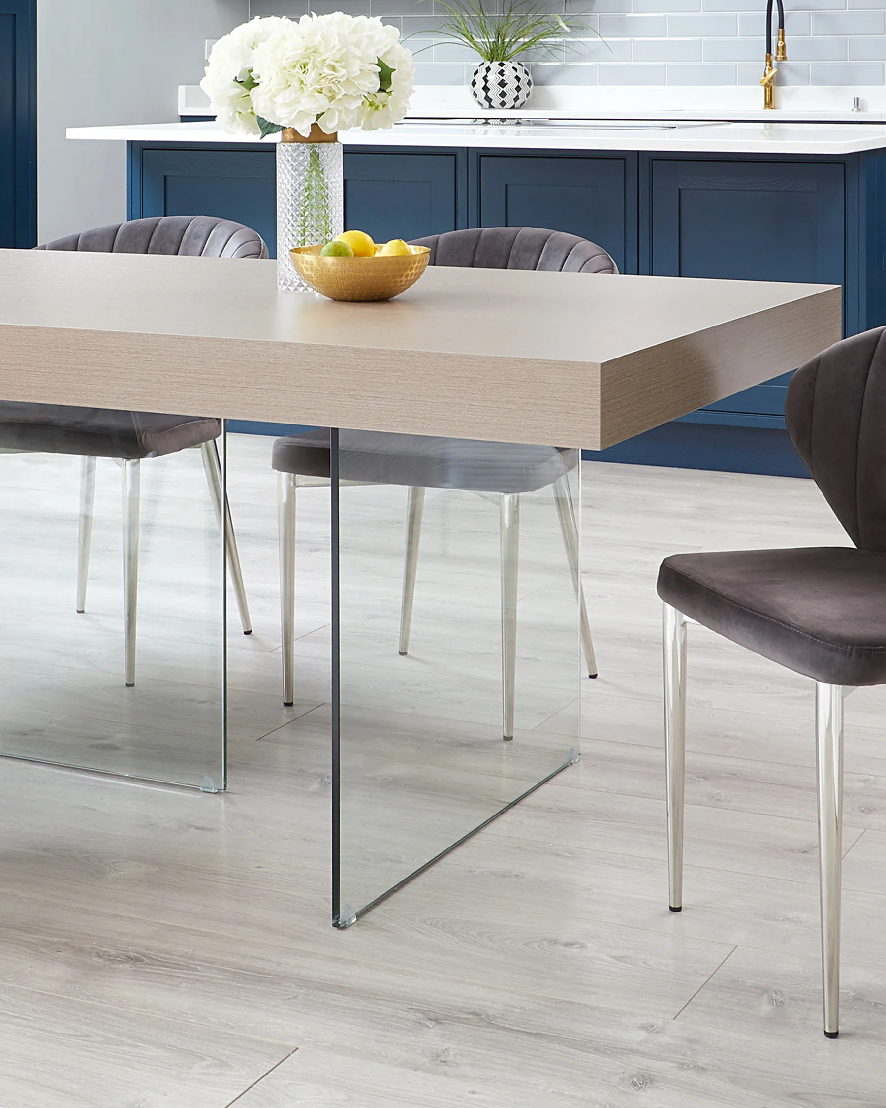 Aria Grey Oak And Glass 8 Seater Dining Table - Image 2