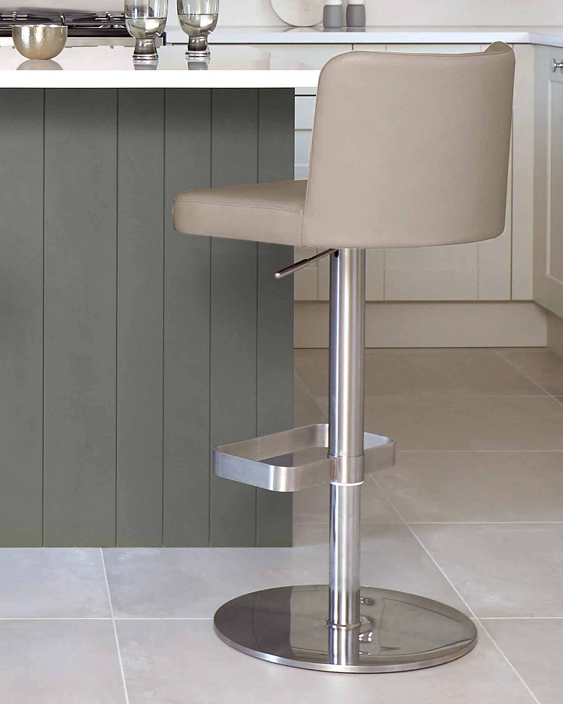 Arlo Light Grey Leather Gas Lift Bar Stool - Image 4