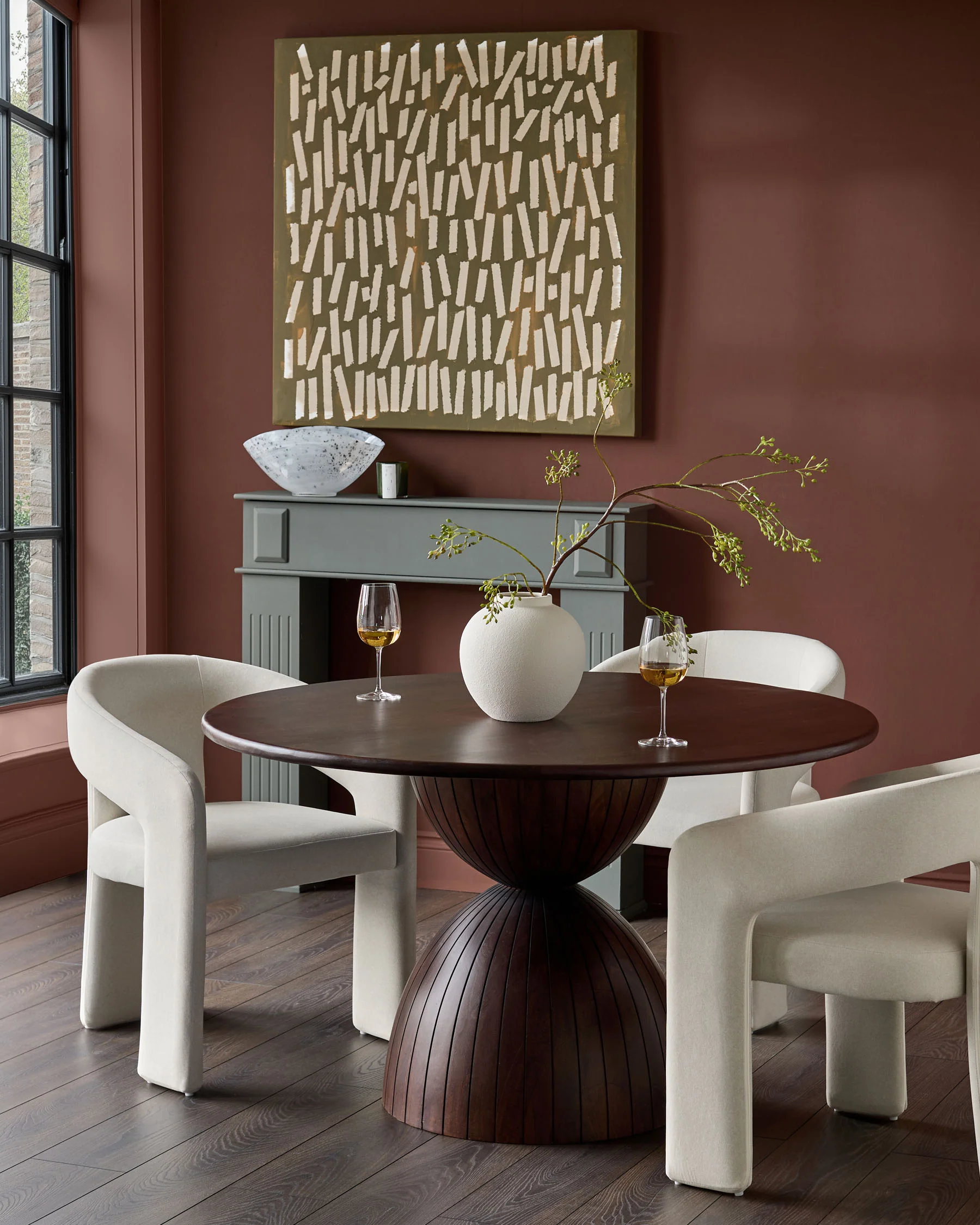 Asher cream plush fabric dining chair - Image 2