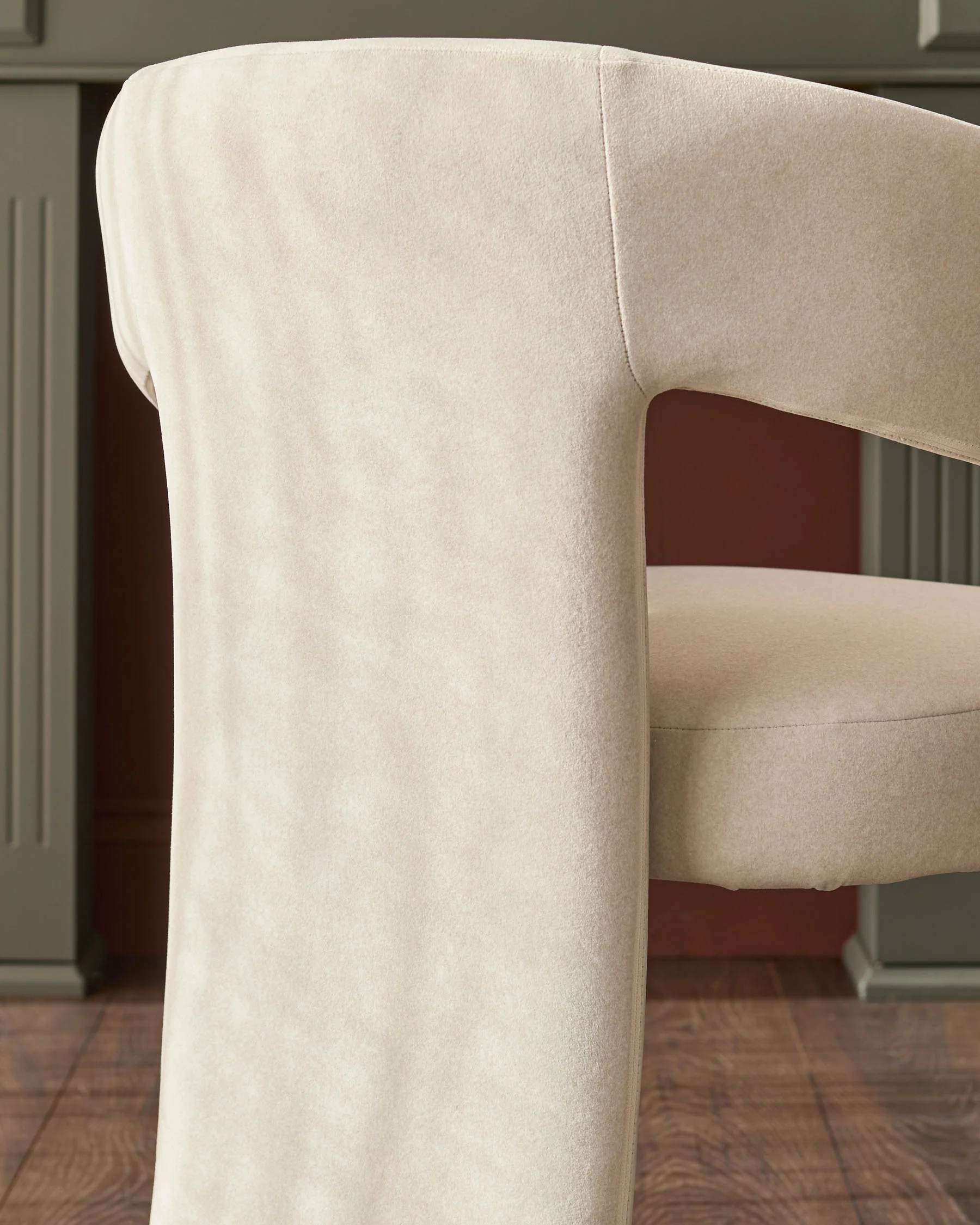 Asher cream plush fabric dining chair - Image 5