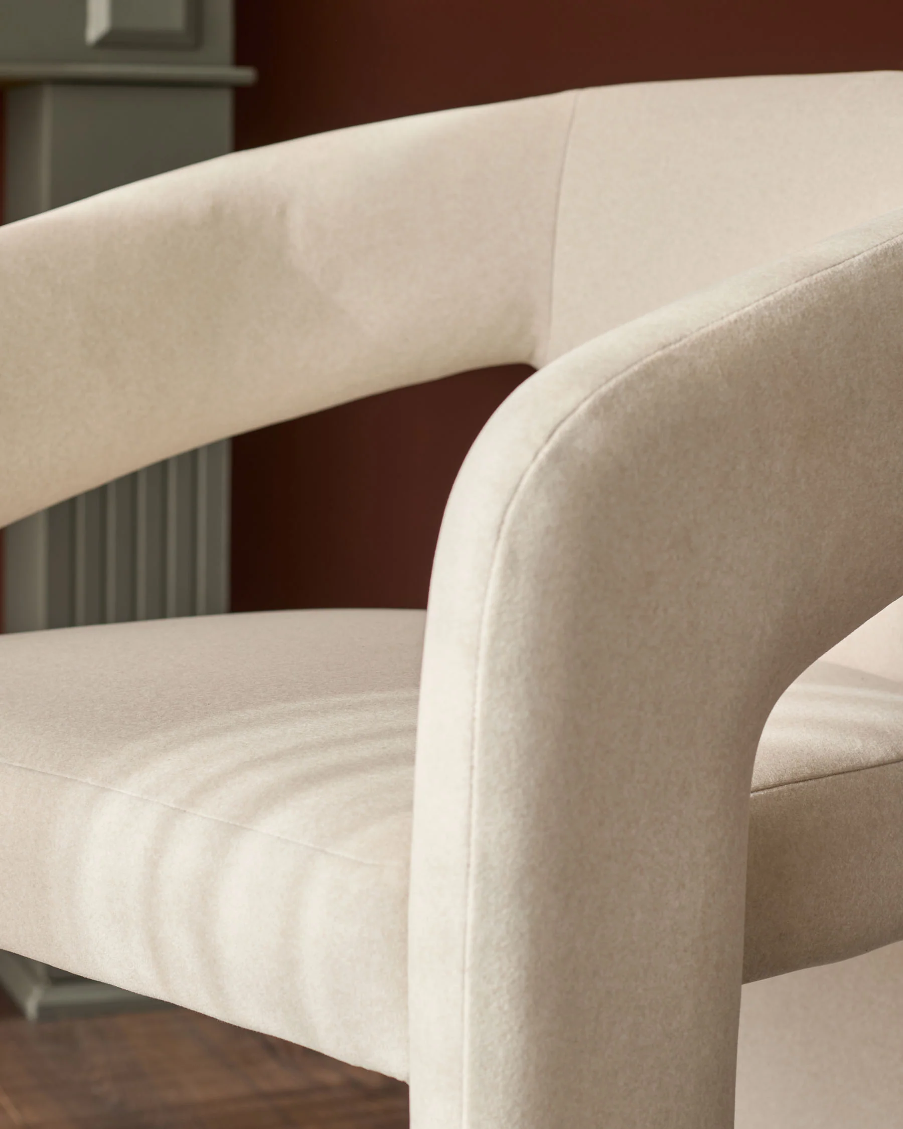 Asher cream plush fabric dining chair - Image 7
