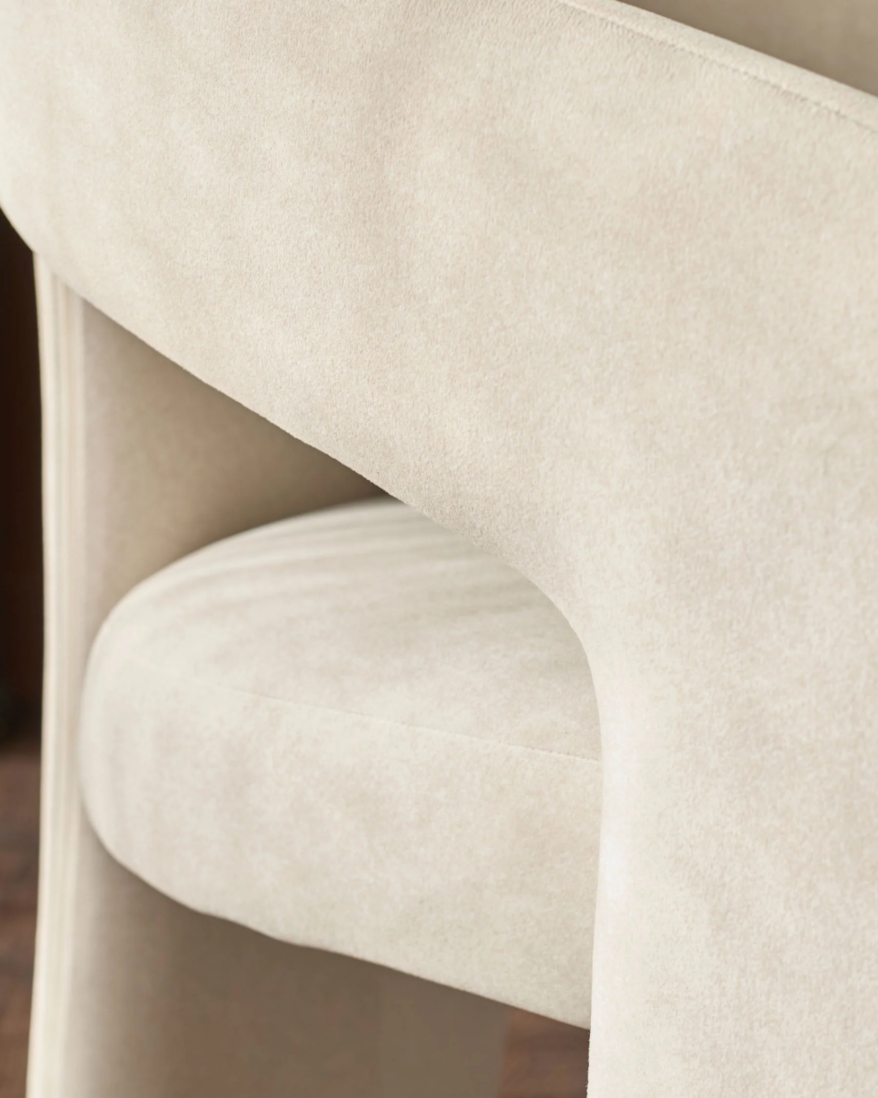 Asher cream plush fabric dining chair - Image 8