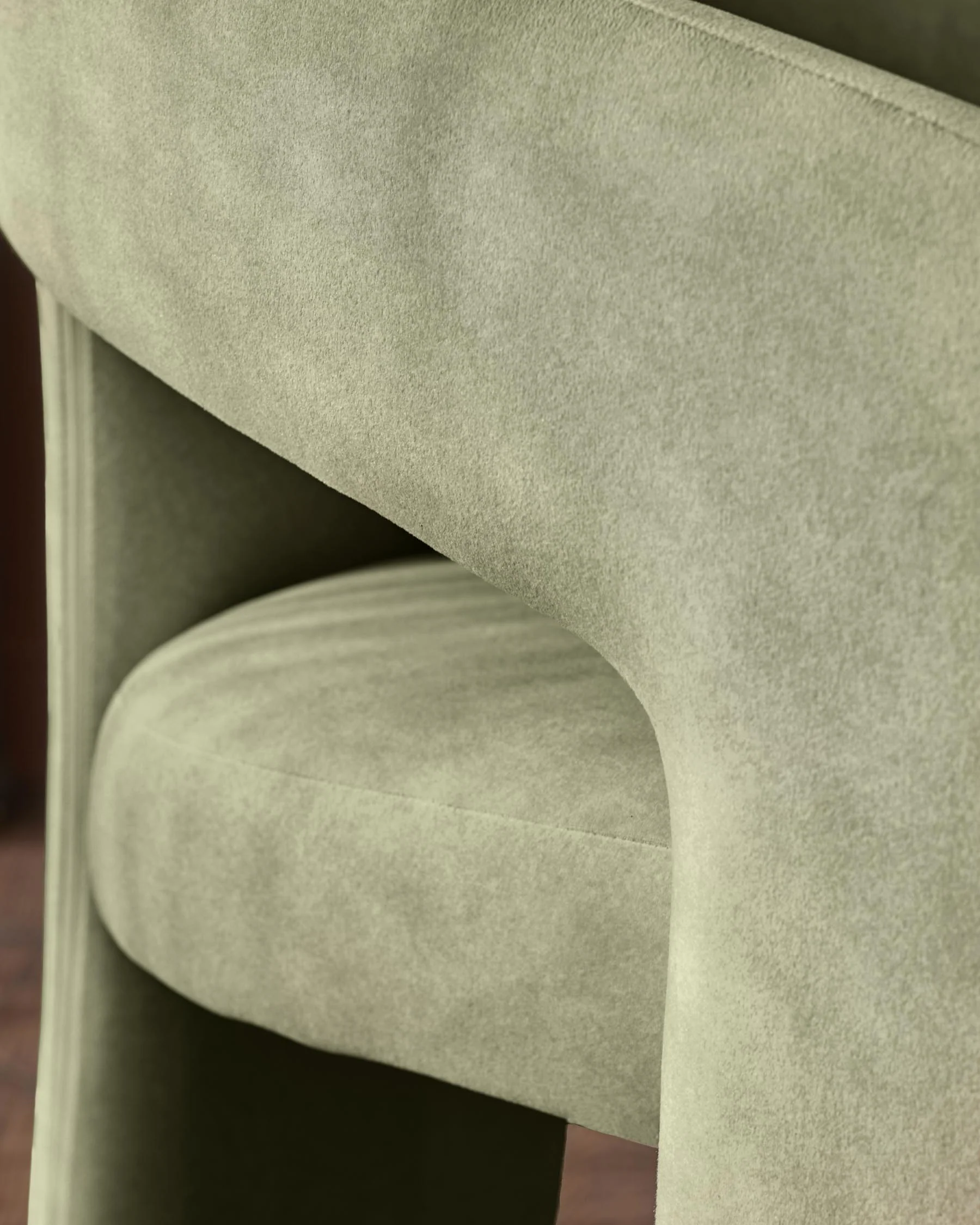 Asher olive green plush fabric dining chair - Image 7