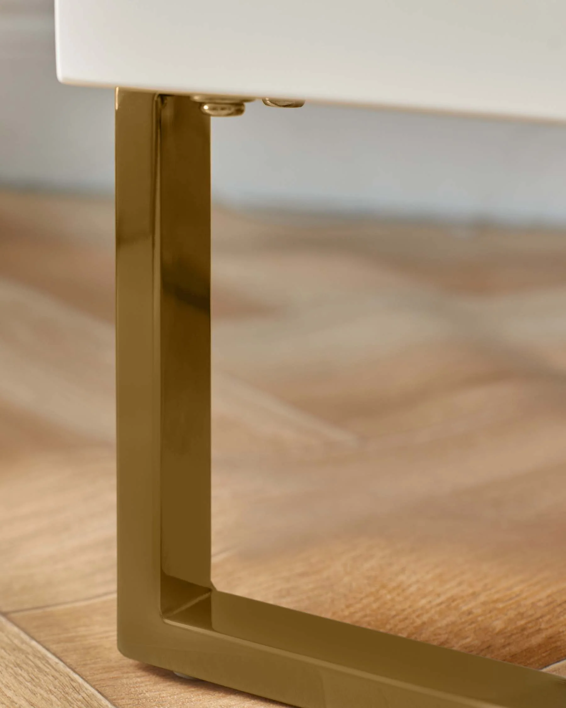 Benton White 2 Drawer Bedside Table With Brass Legs - Image 5