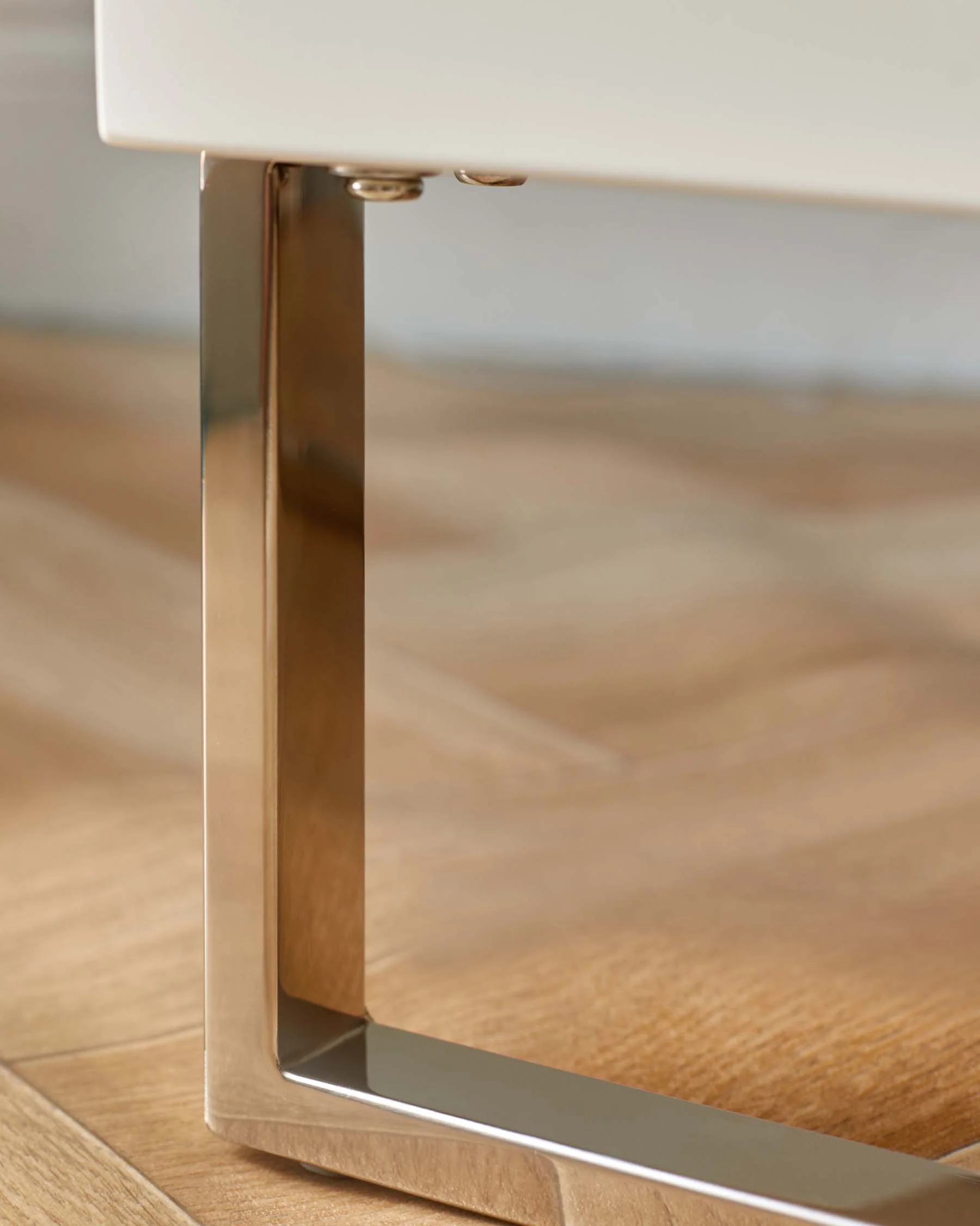 Benton White 2 Drawer Bedside Table With Chrome Legs - Image 5