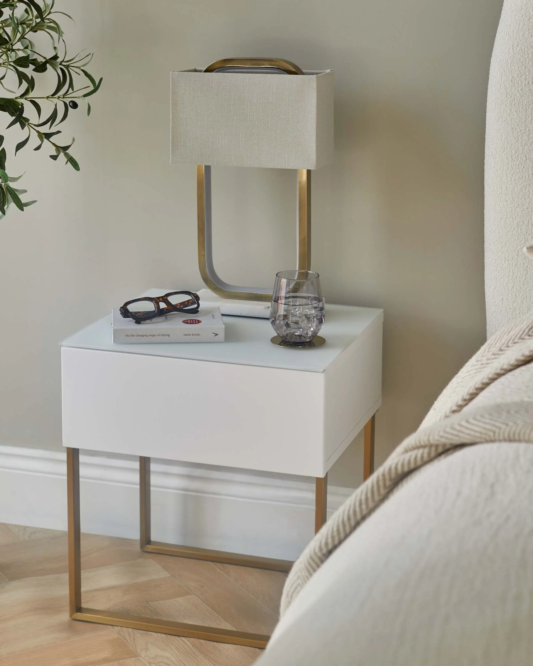Benton Single Drawer White Bedside Table - Image 2